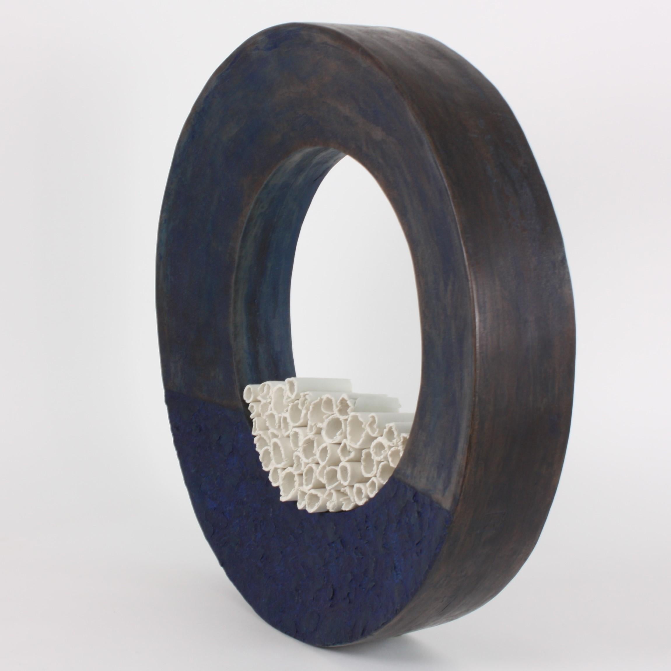 Hand-Crafted Contemporary Ceramic Sculpture, Grand Anneau Bleu