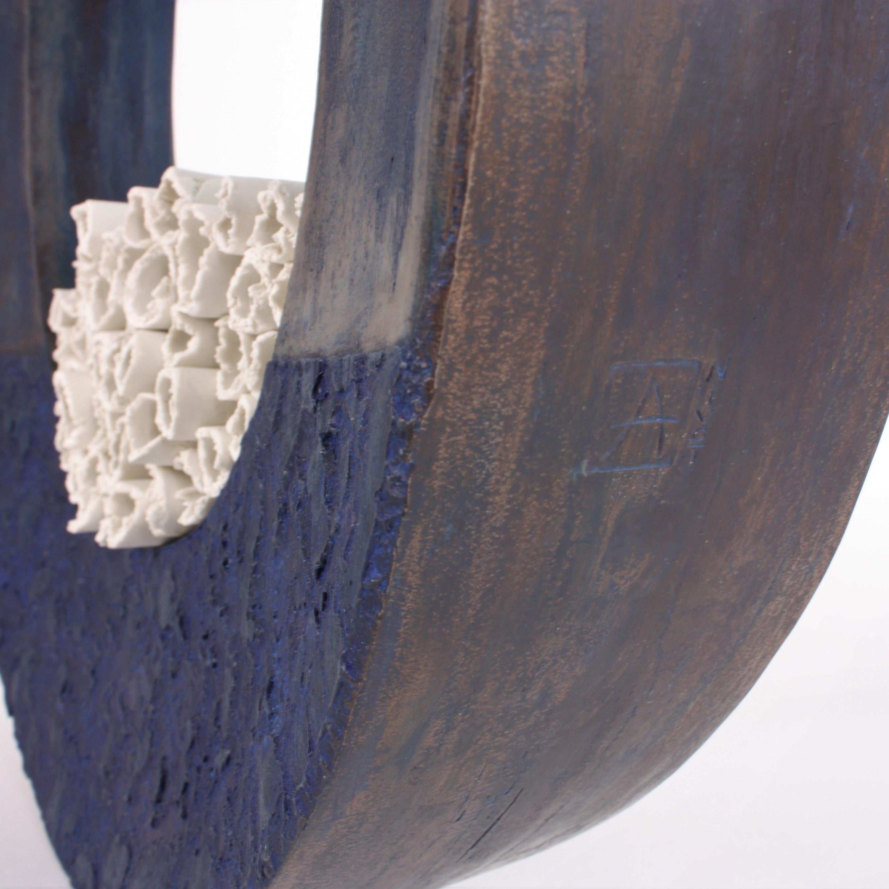 Contemporary Ceramic Sculpture, Grand Anneau Bleu 1