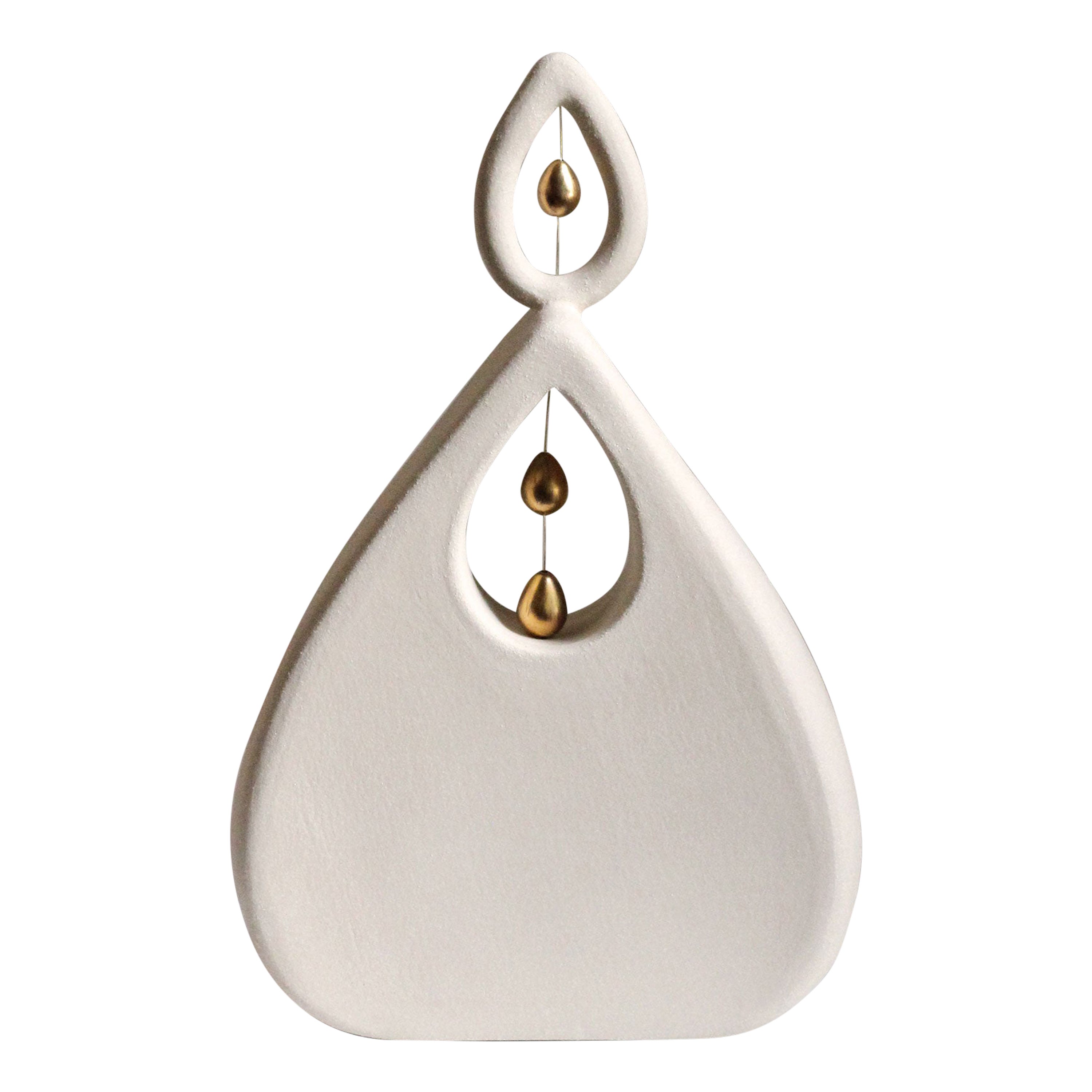 Contemporary Ceramic Sculpture With Gold Lustre, Handmade, “Drops” by Miyelle