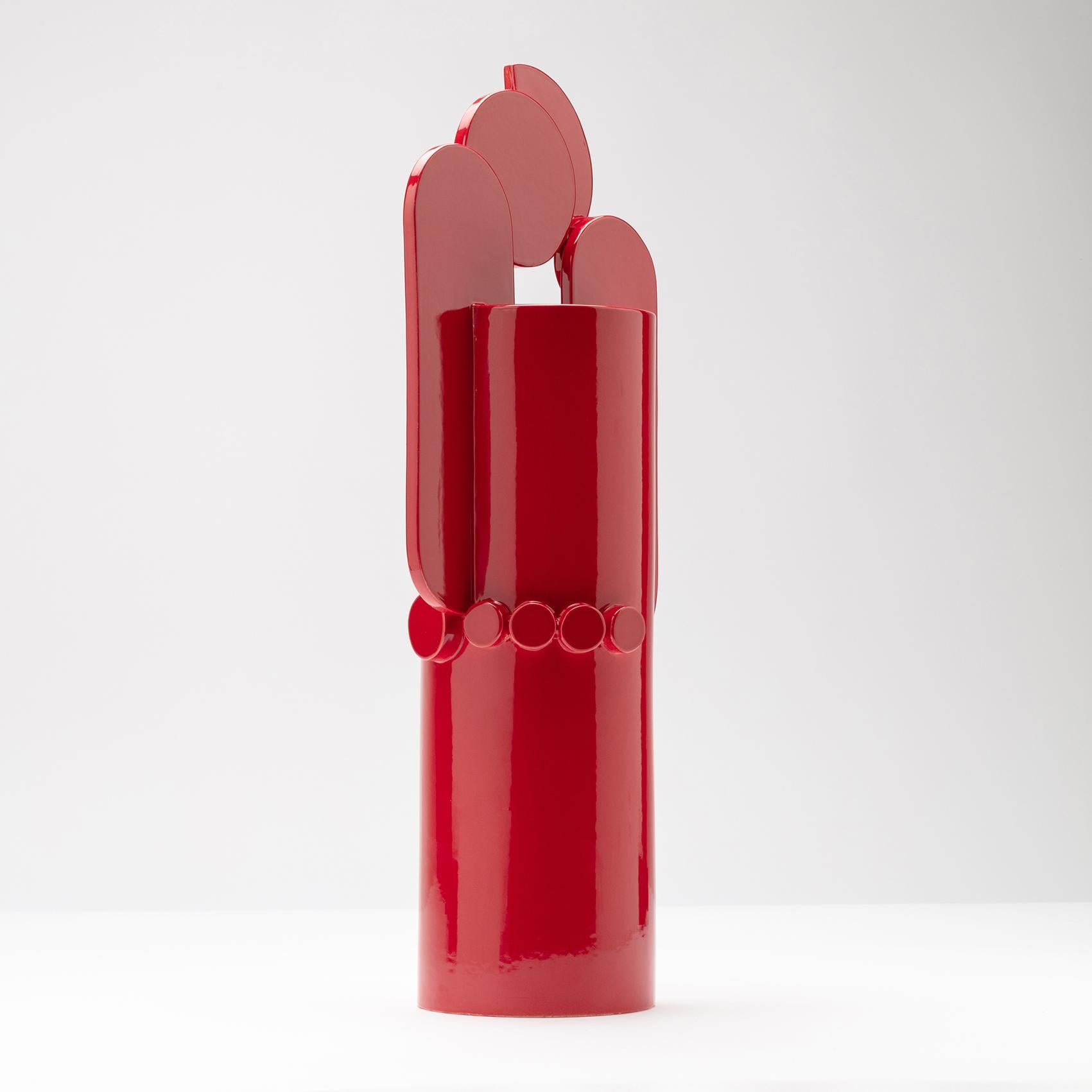 Contemporary Ceramic Set Duo Vases Red Glossy glazed CUORECARPENITO ME∞TE For Sale 6