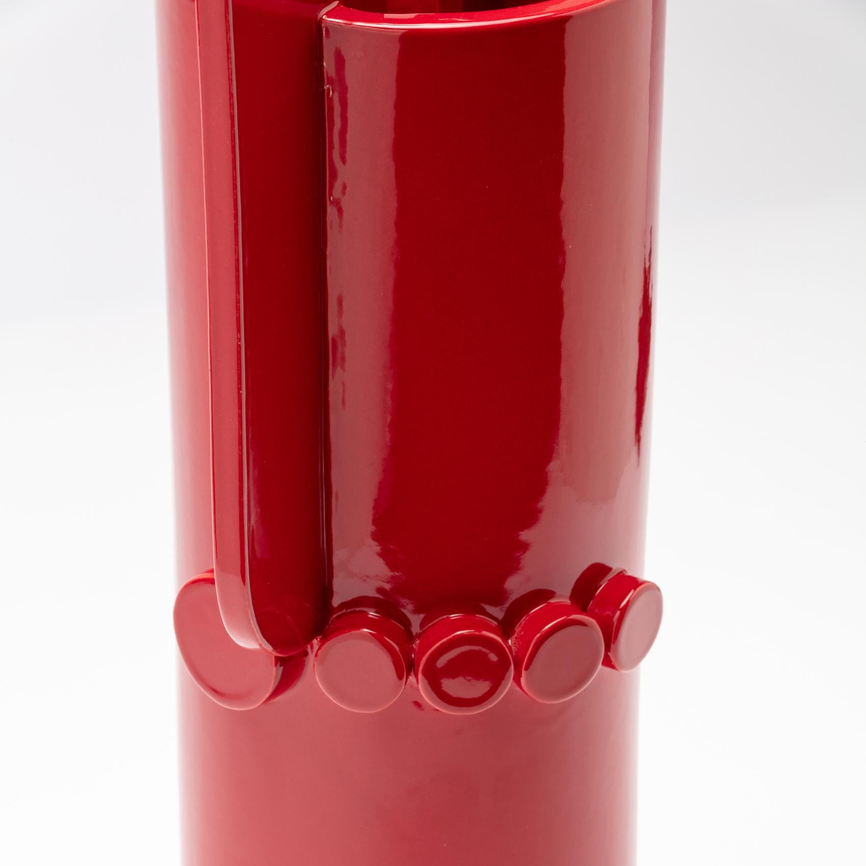 Contemporary Ceramic Set Duo Vases Red Glossy glazed CUORECARPENITO ME∞TE For Sale 8