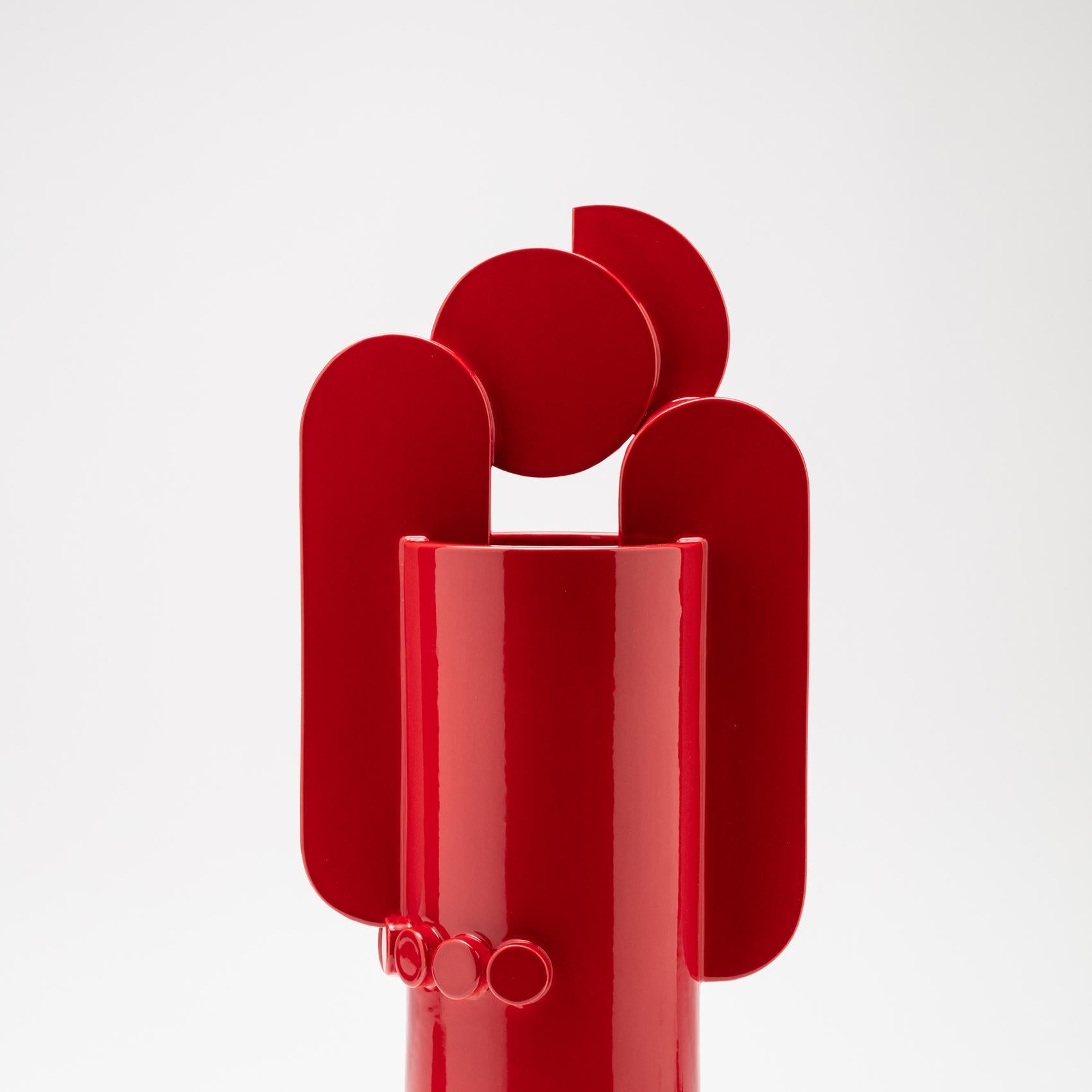 Contemporary Ceramic Set Duo Vases Red Glossy glazed CUORECARPENITO ME∞TE For Sale 9