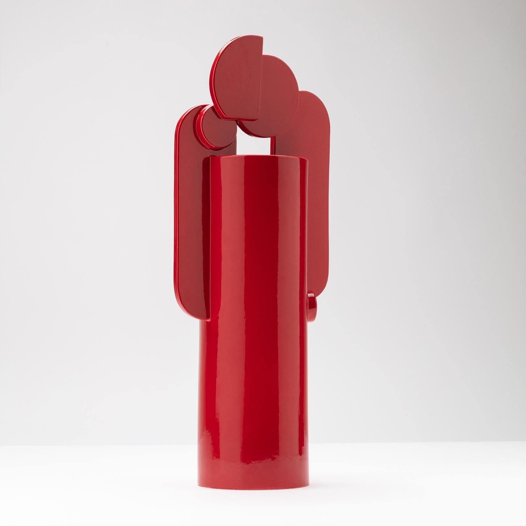 Contemporary Ceramic Set Duo Vases Red Glossy glazed CUORECARPENITO ME∞TE For Sale 10