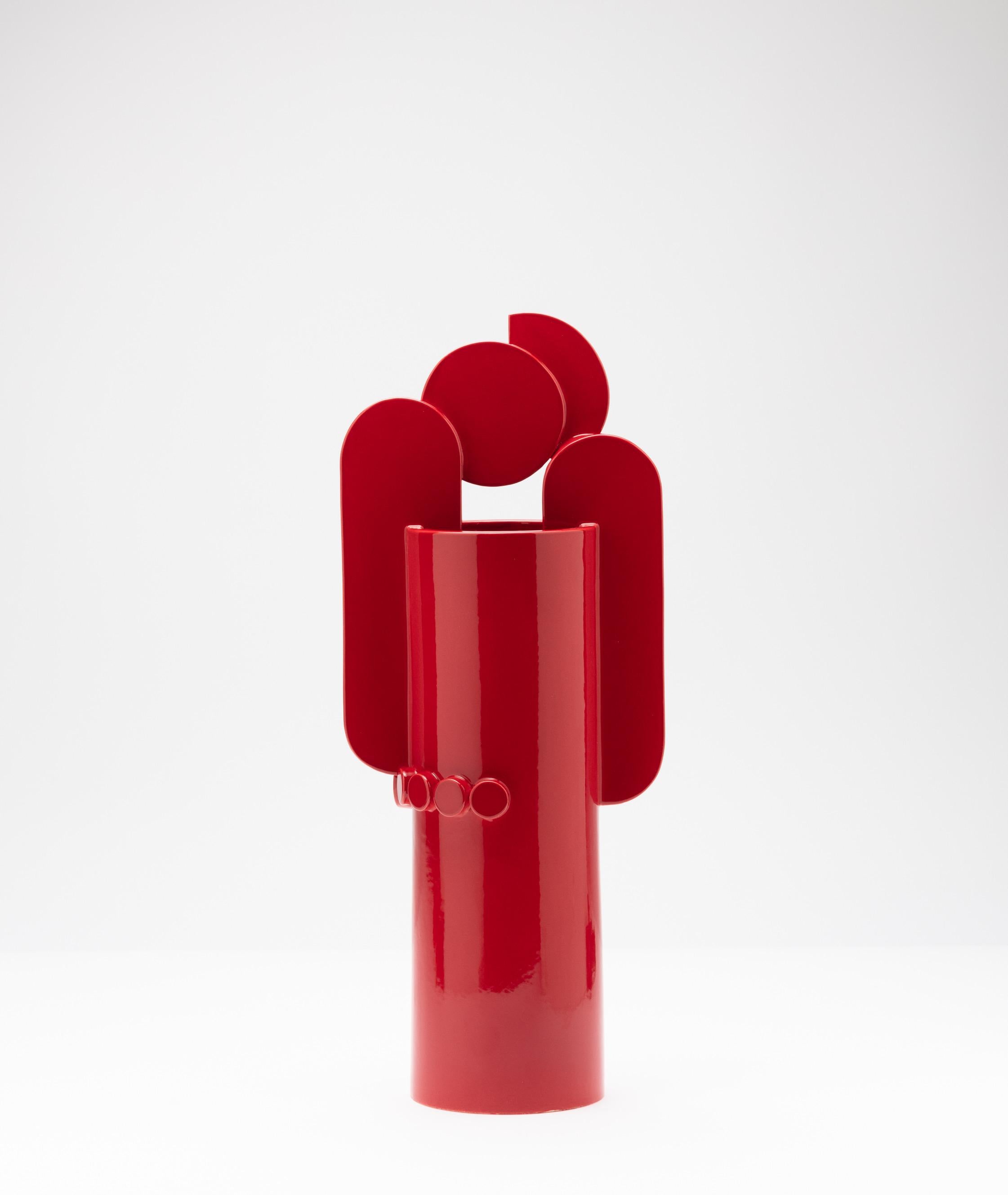 Contemporary Ceramic Set Duo Vases Red Glossy glazed CUORECARPENITO ME∞TE For Sale 13