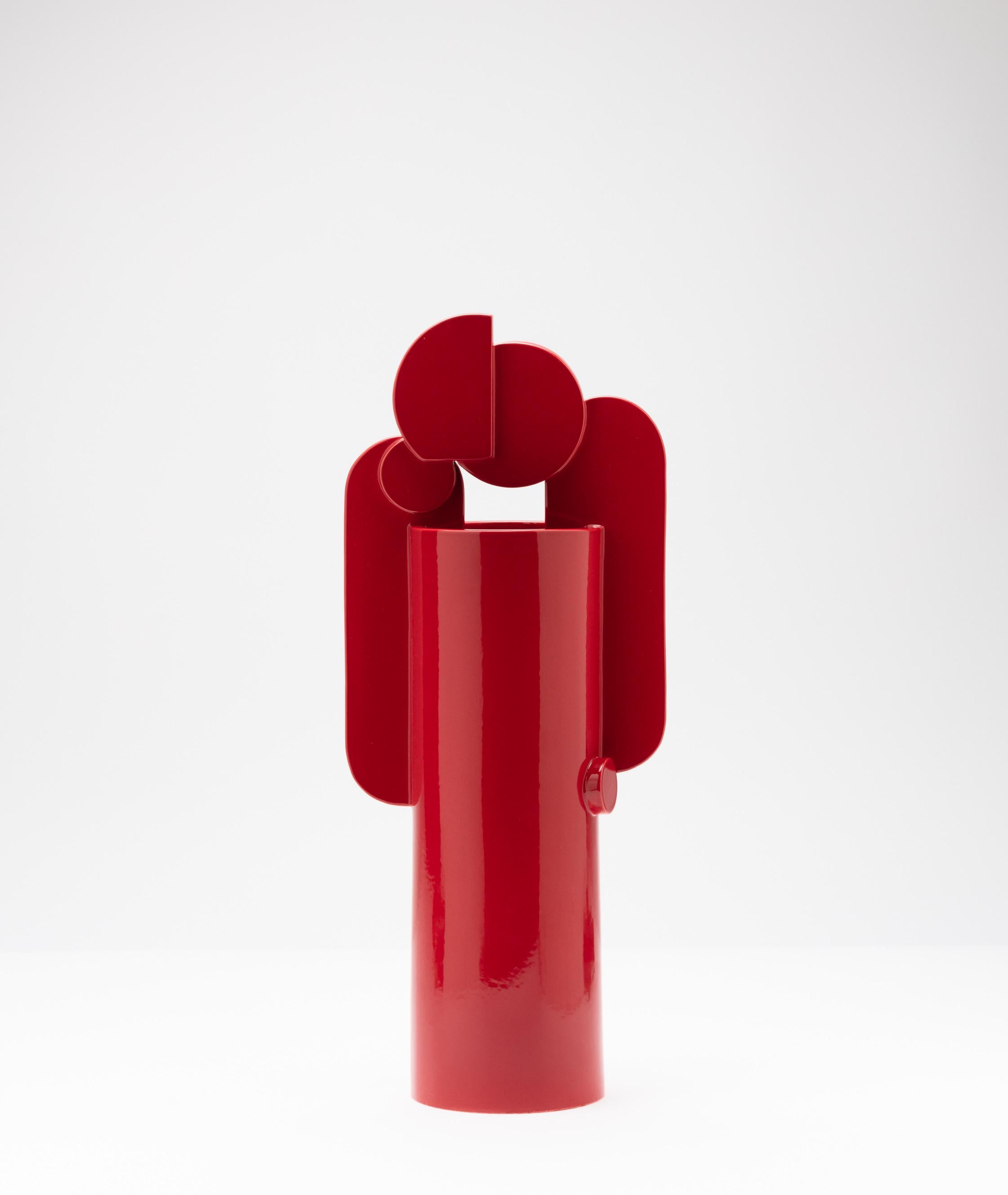 Contemporary Ceramic Set Duo Vases Red Glossy glazed CUORECARPENITO ME∞TE For Sale 14