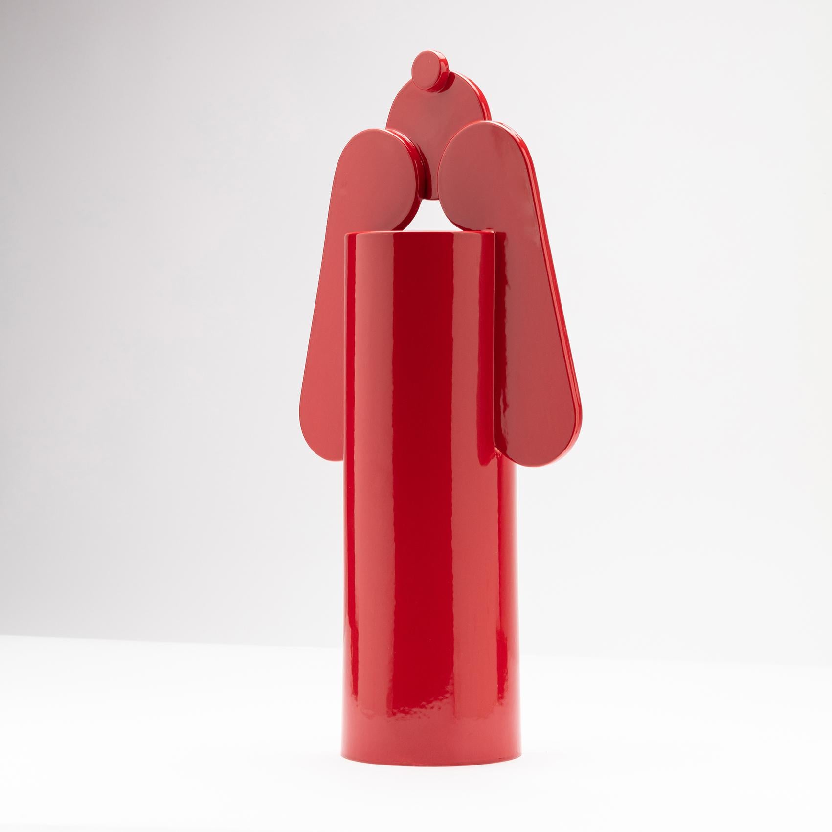 Italian Contemporary Ceramic Set Duo Vases Red Glossy glazed CUORECARPENITO ME∞TE For Sale