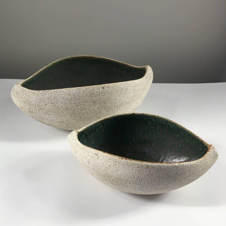Contemporary Ceramic Set of Two Boat Shaped Bowls No. 172 by Yumiko
