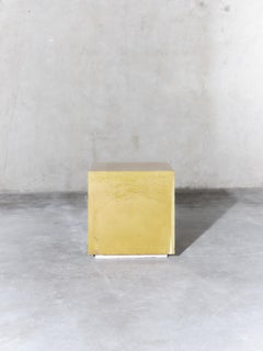 Contemporary Ceramic Side Table Column Stool Caramel Glazed Stoneware