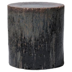 Mesa auxiliar de cerámica contemporánea Taburete de columna Gres esmaltado cobalto / manganeso