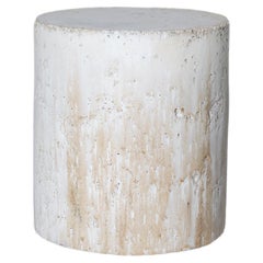 Table d'appoint contemporaine en céramique colonne tabouret mat dust beige off white drips