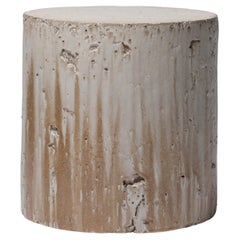 Contemporary Ceramic Side Table Stool Caramel Vanadium Glazed Stoneware