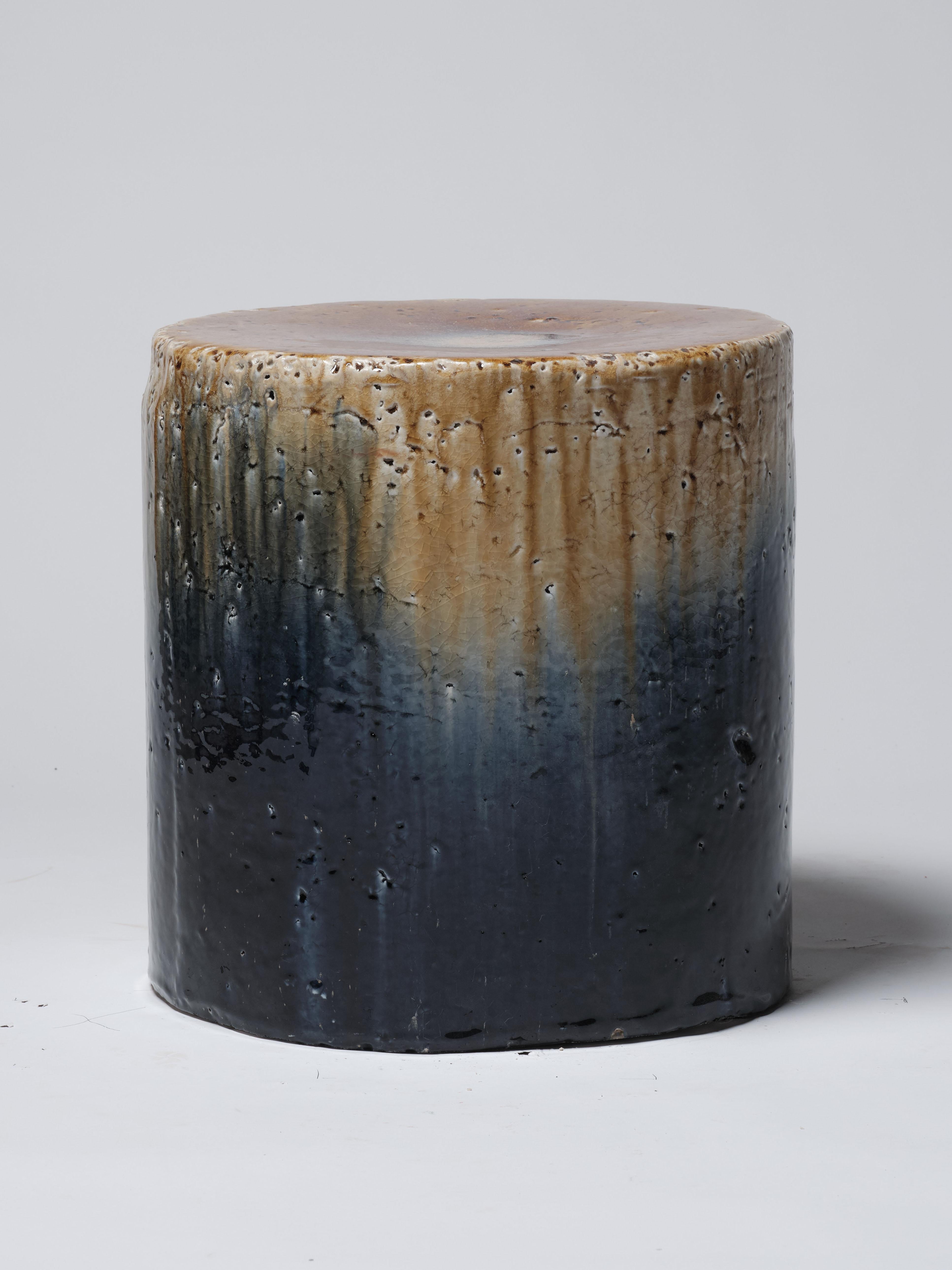 Contemporary Ceramic Beistelltisch Hocker  Kobalt glasiertes Steingut 3