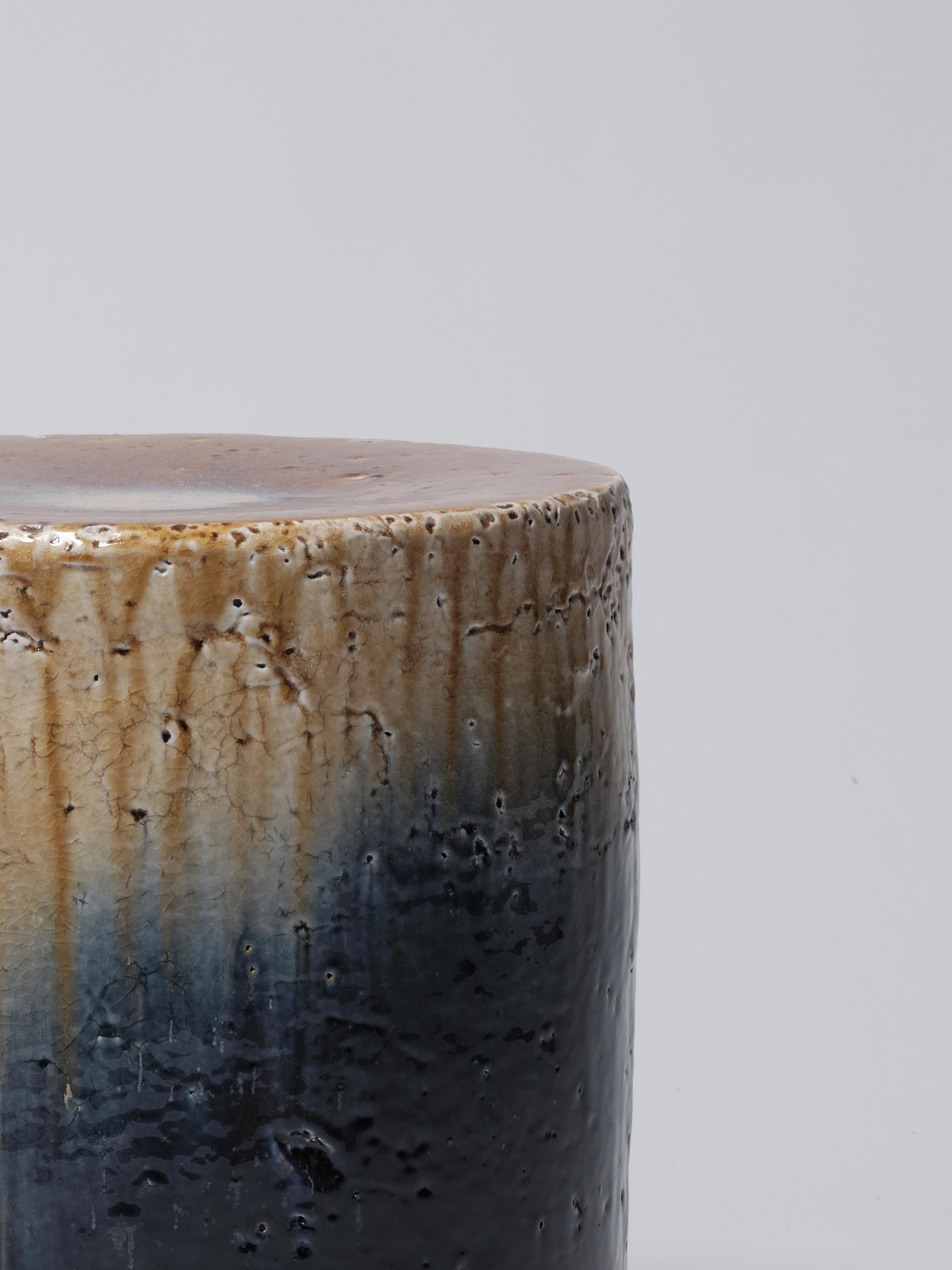 Contemporary Ceramic Beistelltisch Hocker  Kobalt glasiertes Steingut 1