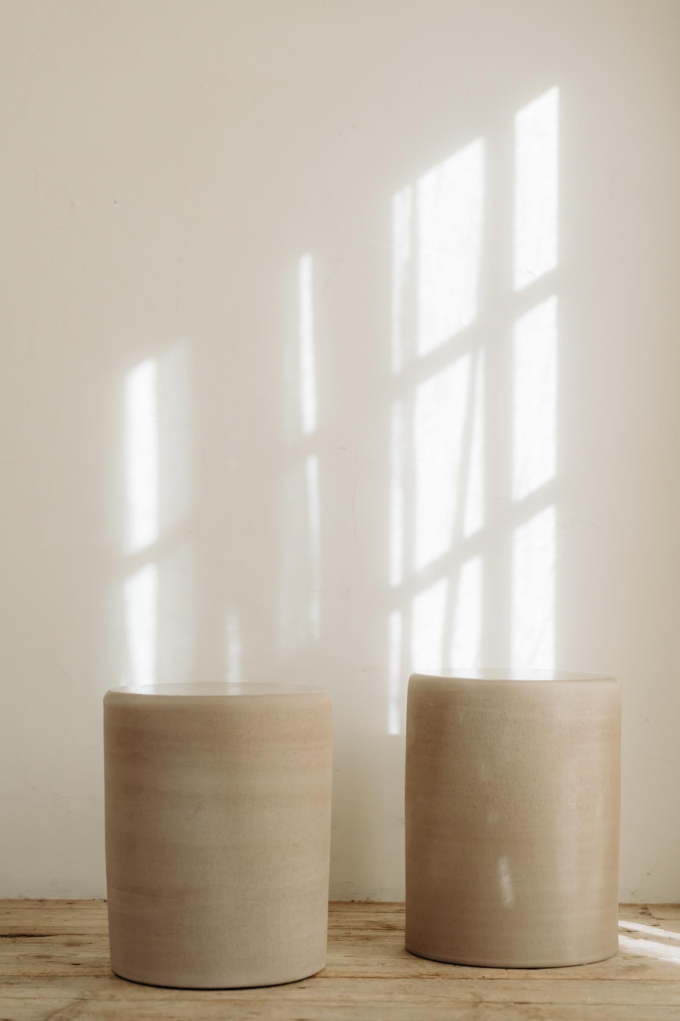 Belgian contemporary ceramic side tables/stools For Sale