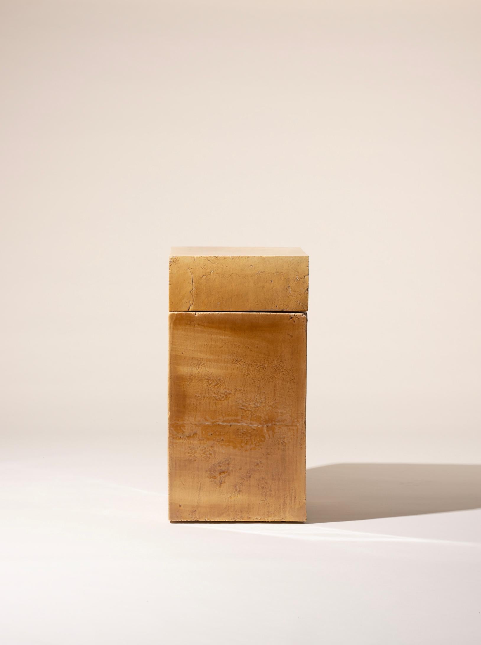 Modern Contemporary Ceramic Sidetable / Pedestal Glazed Earthenware Caramel For Sale