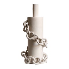 Contemporary Ceramic Spiral Chain Sculpture, Handmade, “OOOOO I” by Miyelle