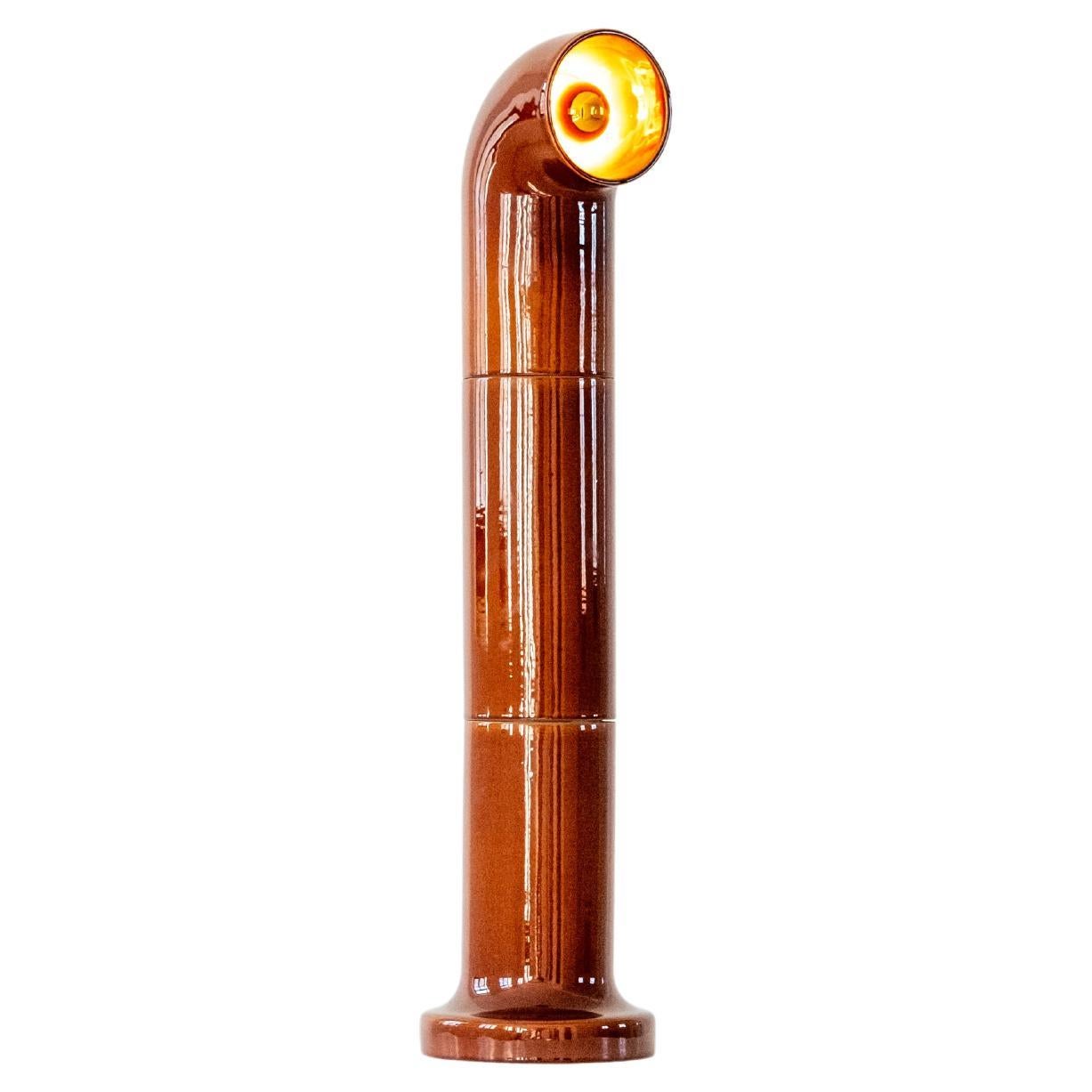 Contemporary Ceramic Standing Lamp 'OP SLIM 3' by Pani Jurek, Brown For Sale