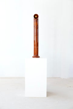 Lámpara de pie de cerámica contemporánea "OP SLIM 4" de Pani Jurek, Marrón