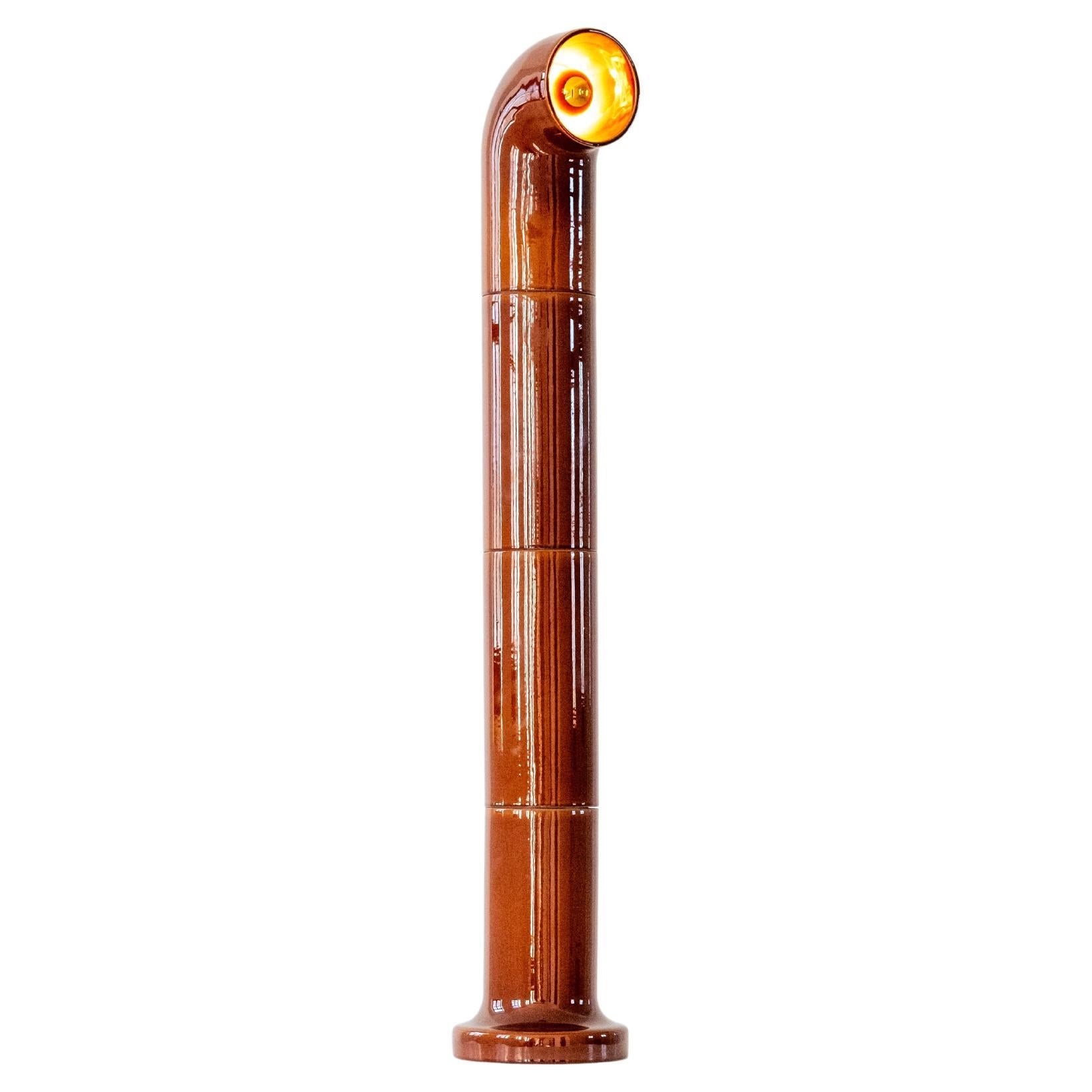 Contemporary Ceramic Standing Lamp 'OP SLIM 4' by Pani Jurek, Brown