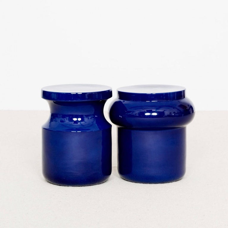 Contemporary Ceramic Stool / Side Table - Dot by Charles Kalpakian for Delcourt Collection. 
Set of 2 pieces. 

Designed by Charles Kalpakian for the Delcourt Collection, the DOT resists classification, the pair are equally functional as a stool