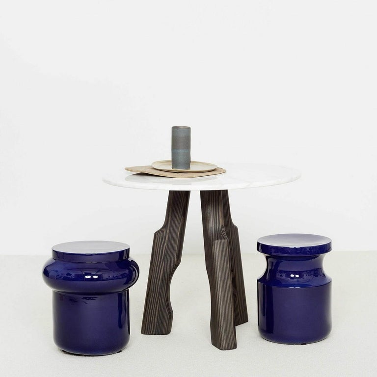 Modern Contemporary Ceramic Stool / Side Table, Dot by Charles Kalpakian 'Set of 2' For Sale