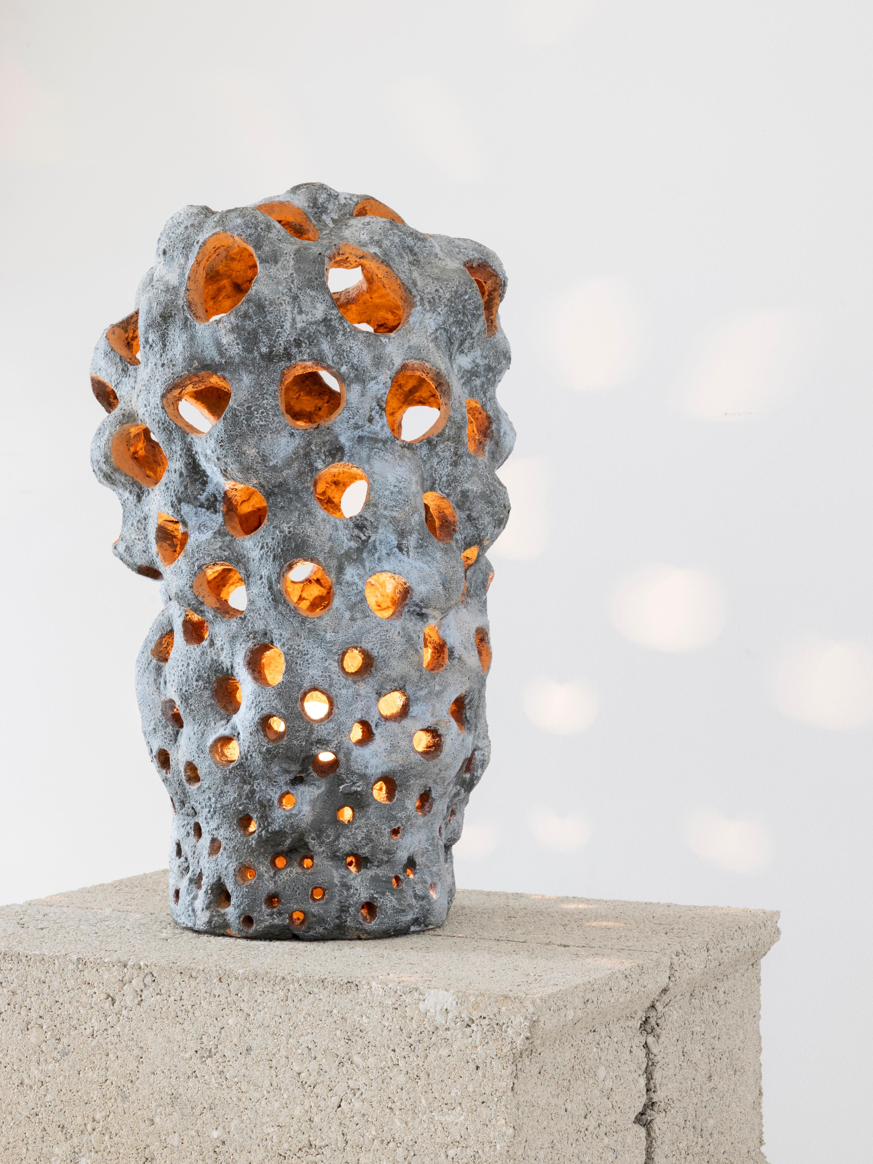 Contemporary Ceramic Table Lamp "Morille Bleutée" by Agnès Debizet, 2019  For Sale at 1stDibs