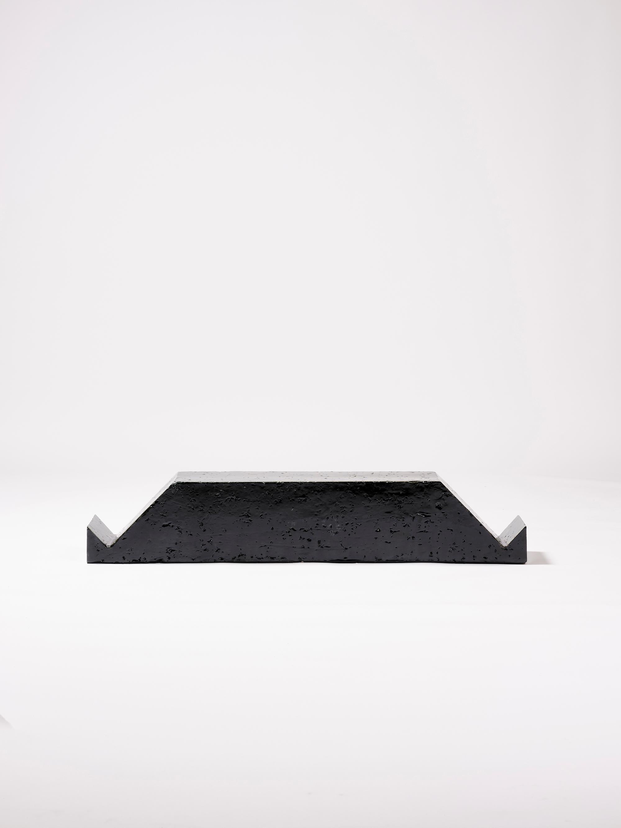 Spanish Contemporary Ceramic Table Lectern Reading Desk Glazed Earthenware Deep Black