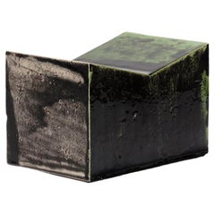 Table de lecture contemporaine en céramique émaillée vert et noir