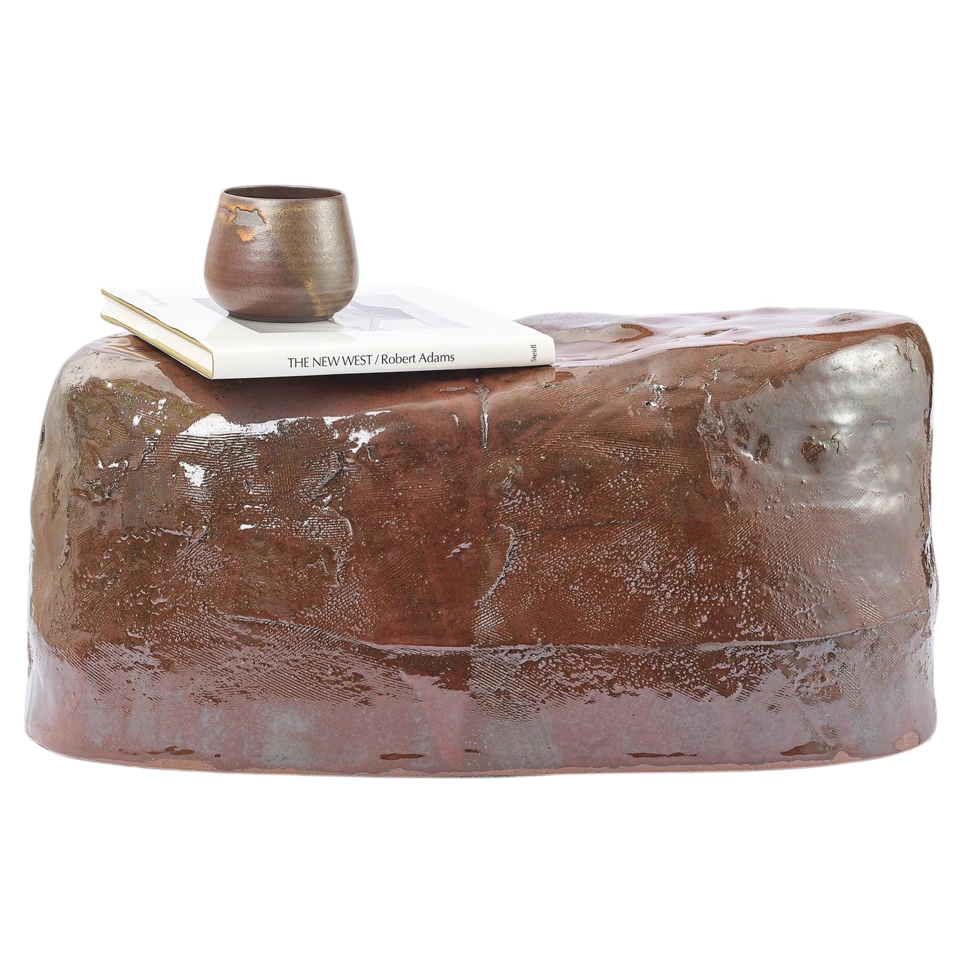 Contemporary Ceramic Side Table by Flávia Soares, Handcrafted, Brazil For Sale