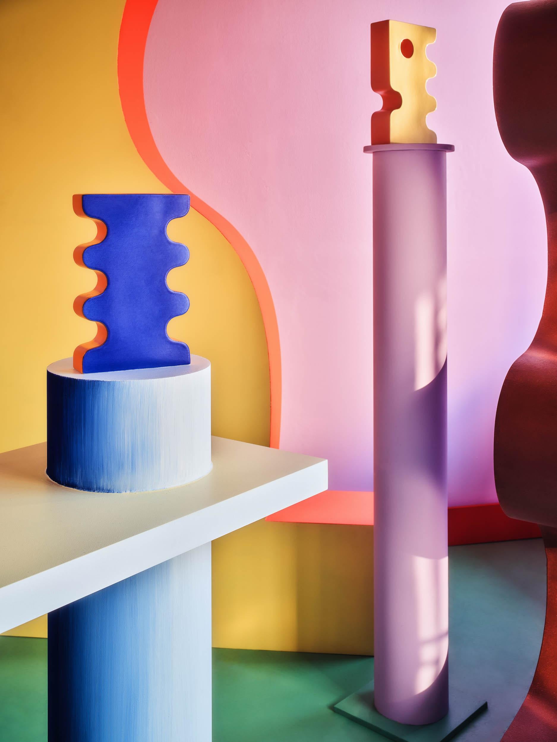Contemporary Ceramic Vase 'Barva 2', Pistachio + Pink For Sale 5