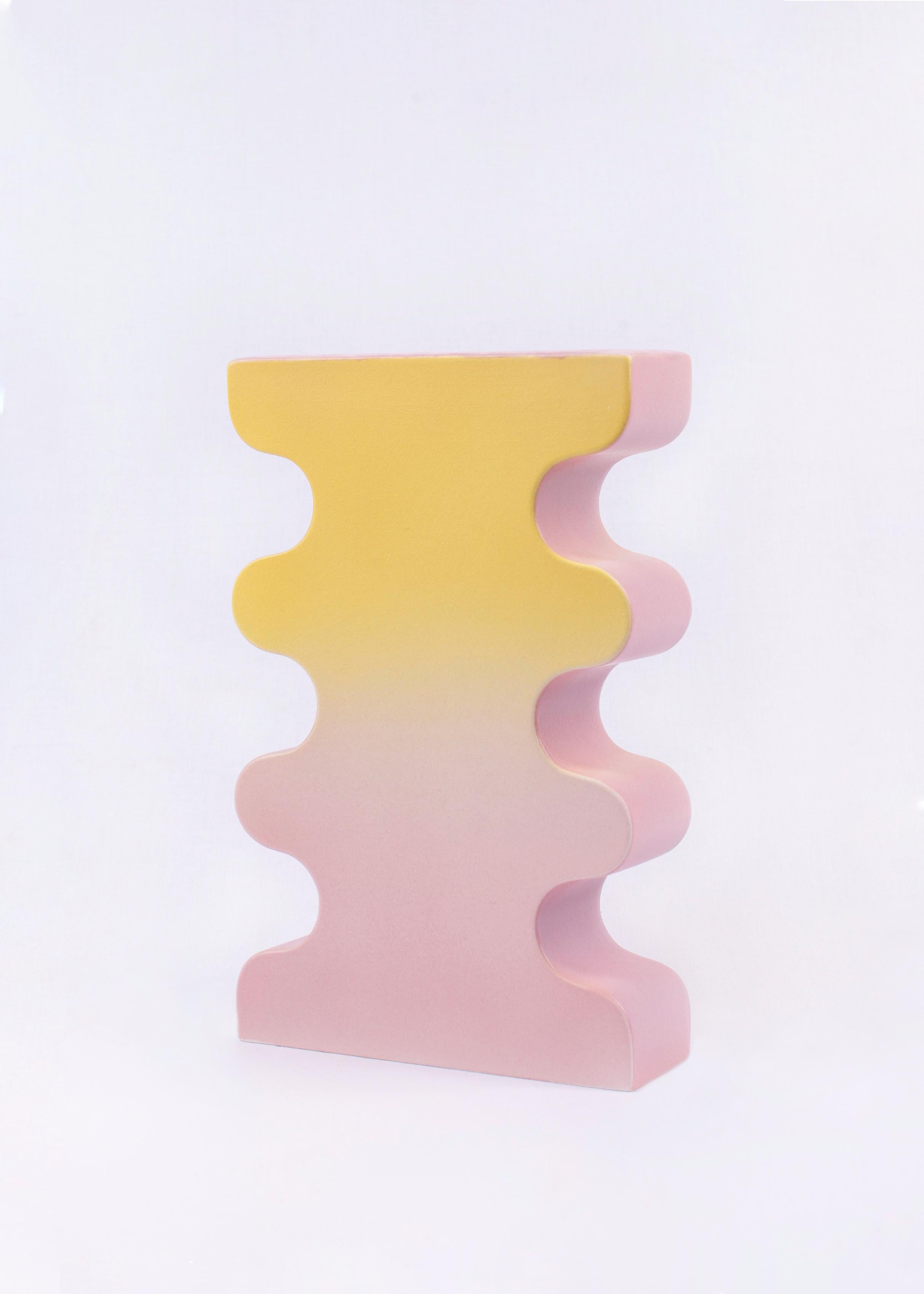 Contemporary Ceramic Vase 'Barva 2', Pistachio + Pink For Sale 7