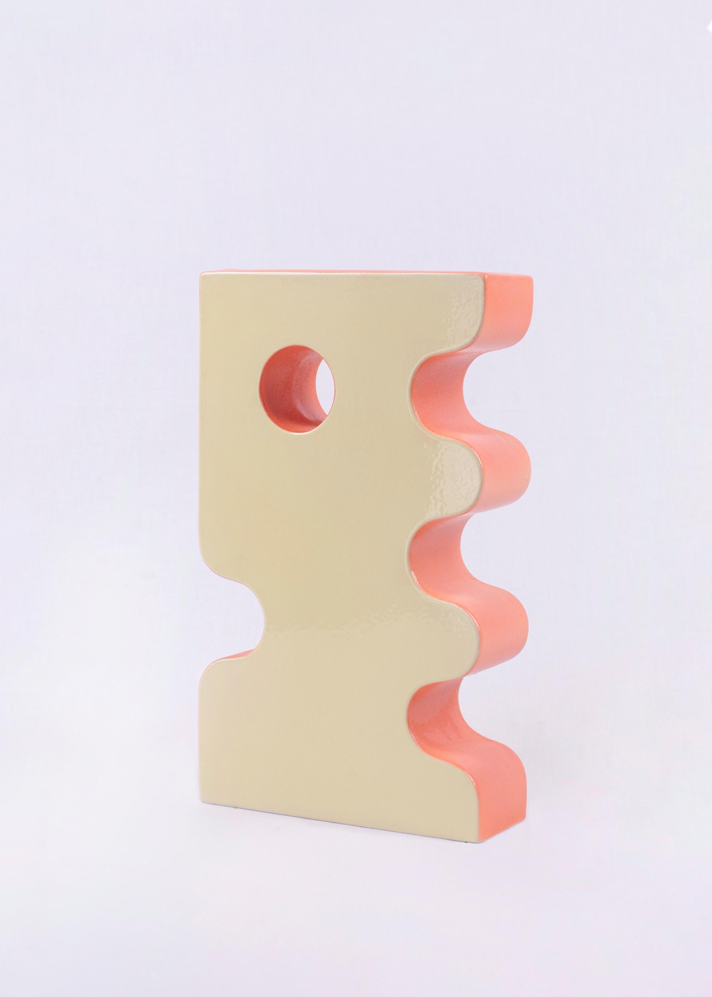 Contemporary Ceramic Vase 'Barva 2', Pistachio + Pink In New Condition For Sale In Paris, FR