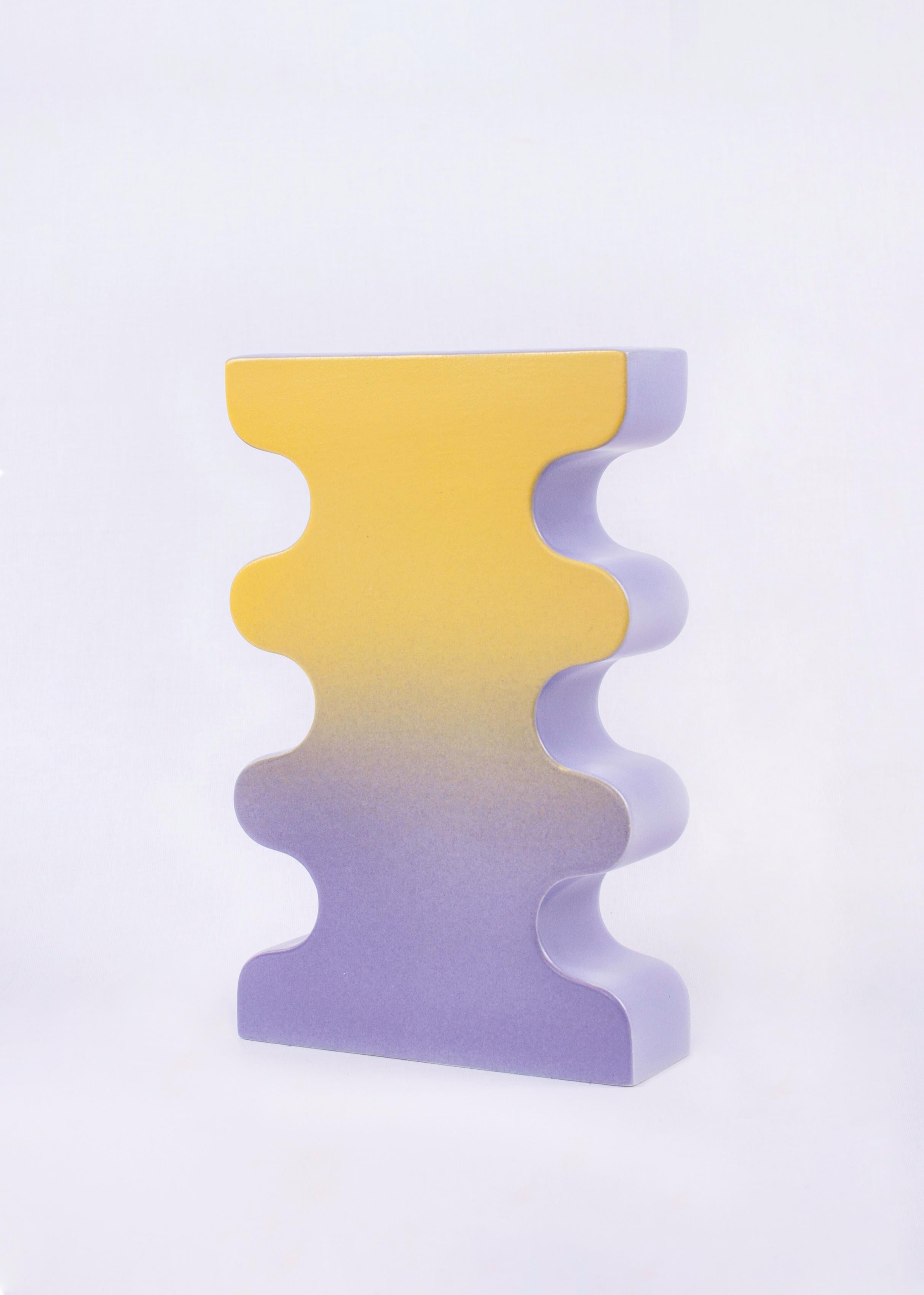 Polish Contemporary Ceramic Vase 'Barva 4', Yellow + Lila For Sale