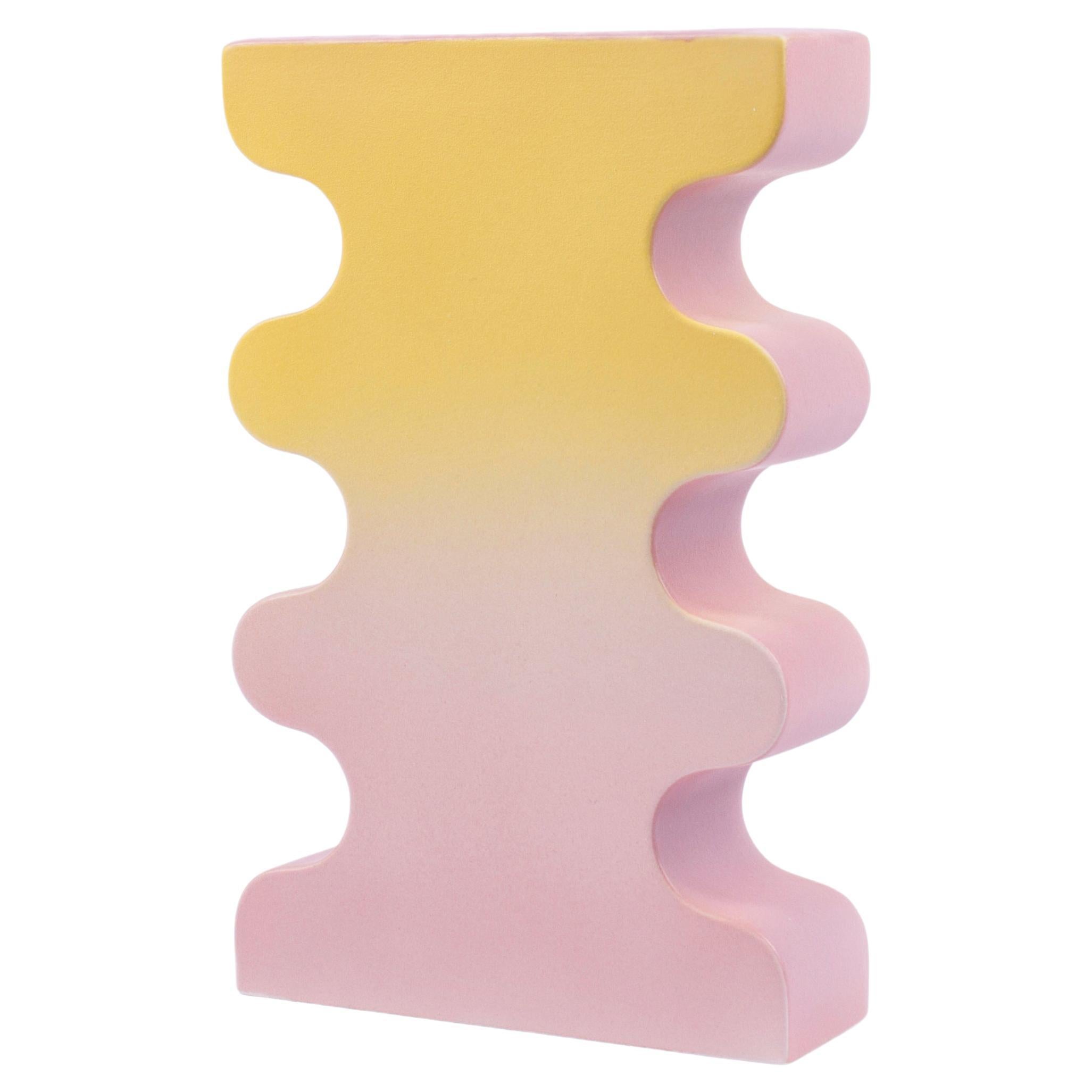 Contemporary Ceramic Vase 'Barva 4', Yellow + Pink For Sale