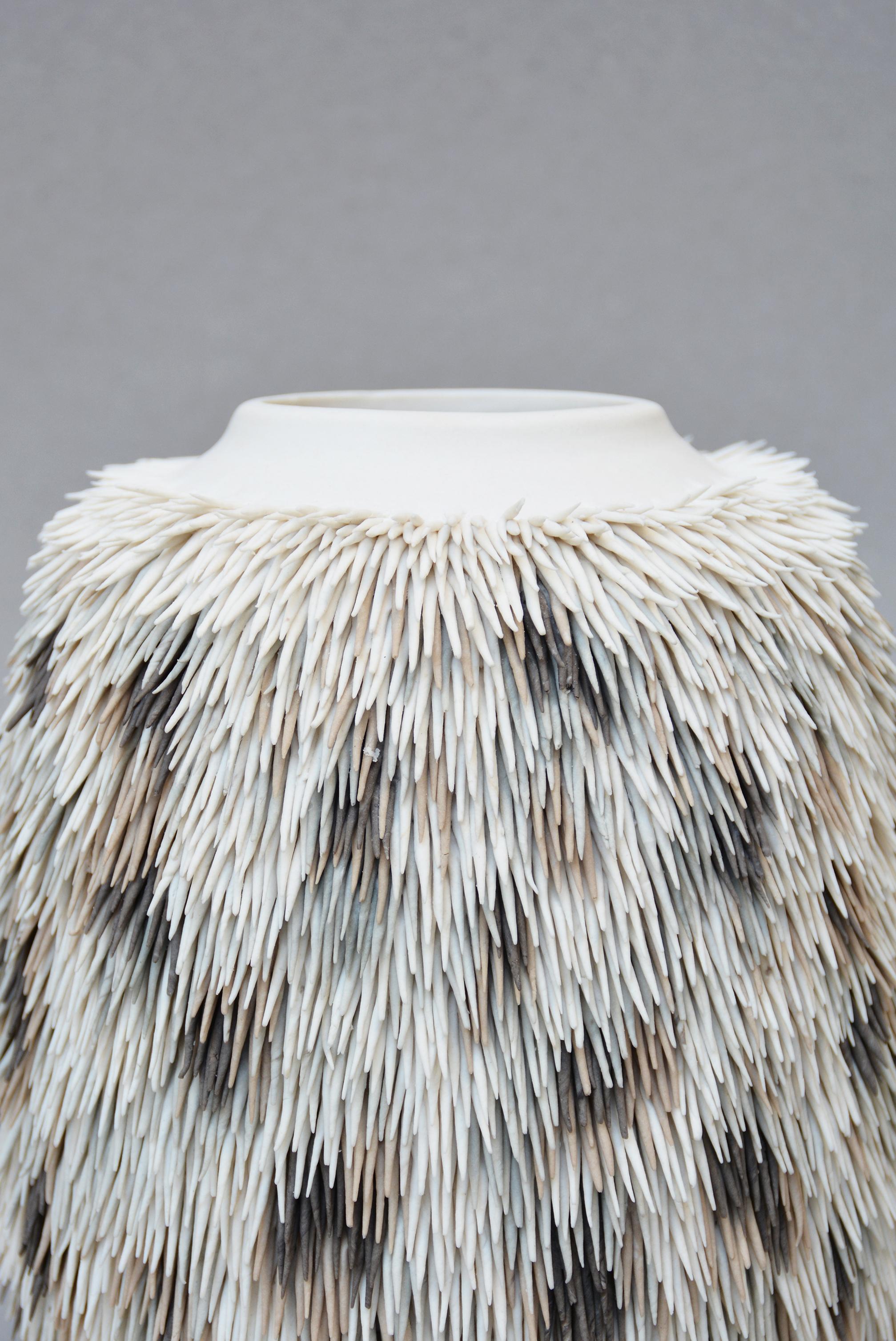 French Contemporary Ceramic Vase Fur