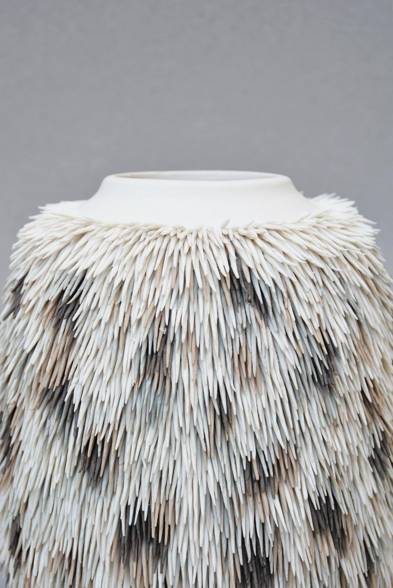 French Contemporary Ceramic Vase Fur For Sale