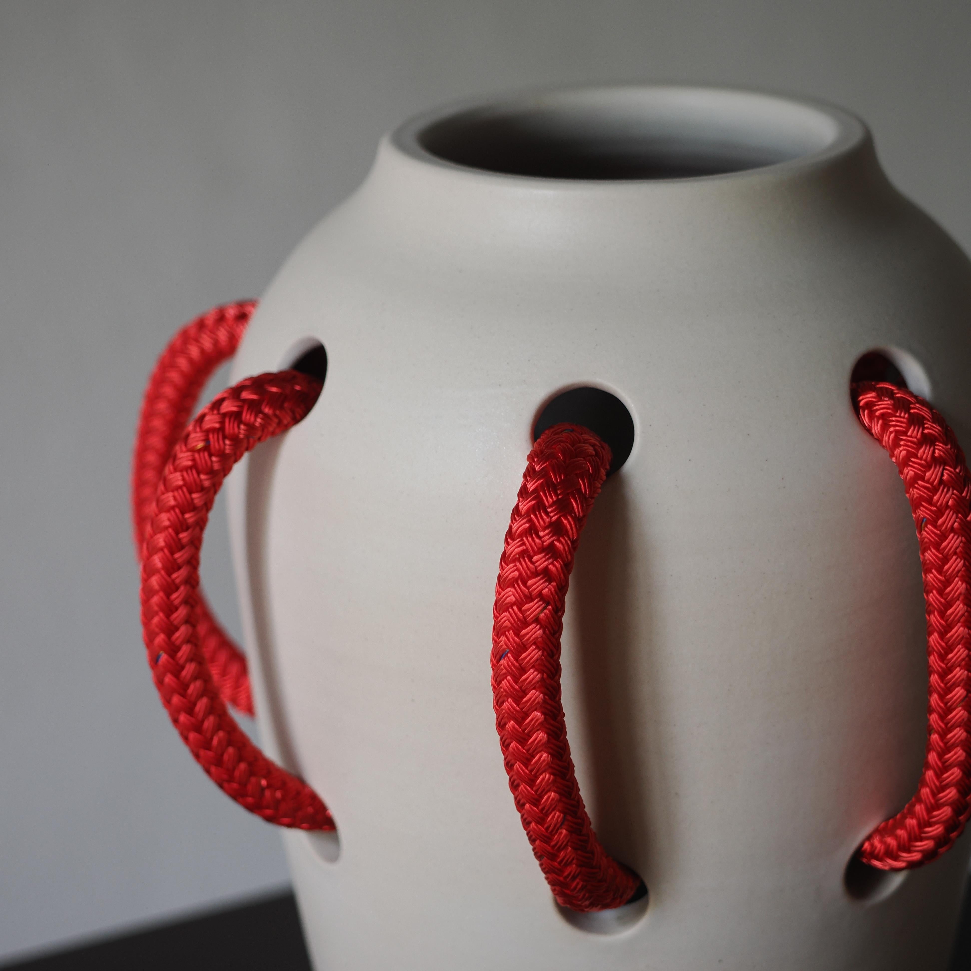 Modern Contemporary Ceramic vase hand made in Ibiza, Spain “ Red Lady n.2” For Sale