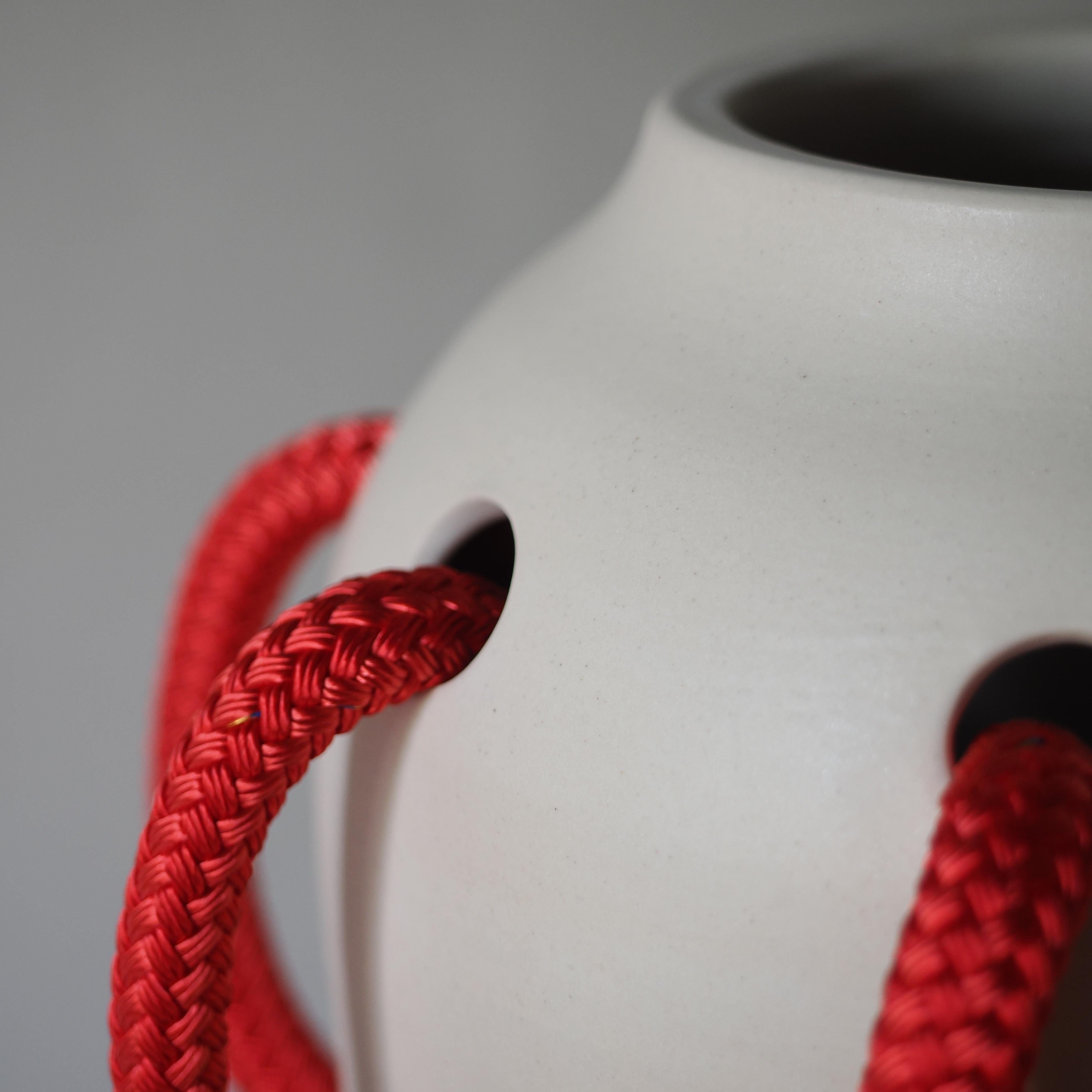 Hand-Crafted Contemporary Ceramic vase hand made in Ibiza, Spain “ Red Lady n.2” For Sale