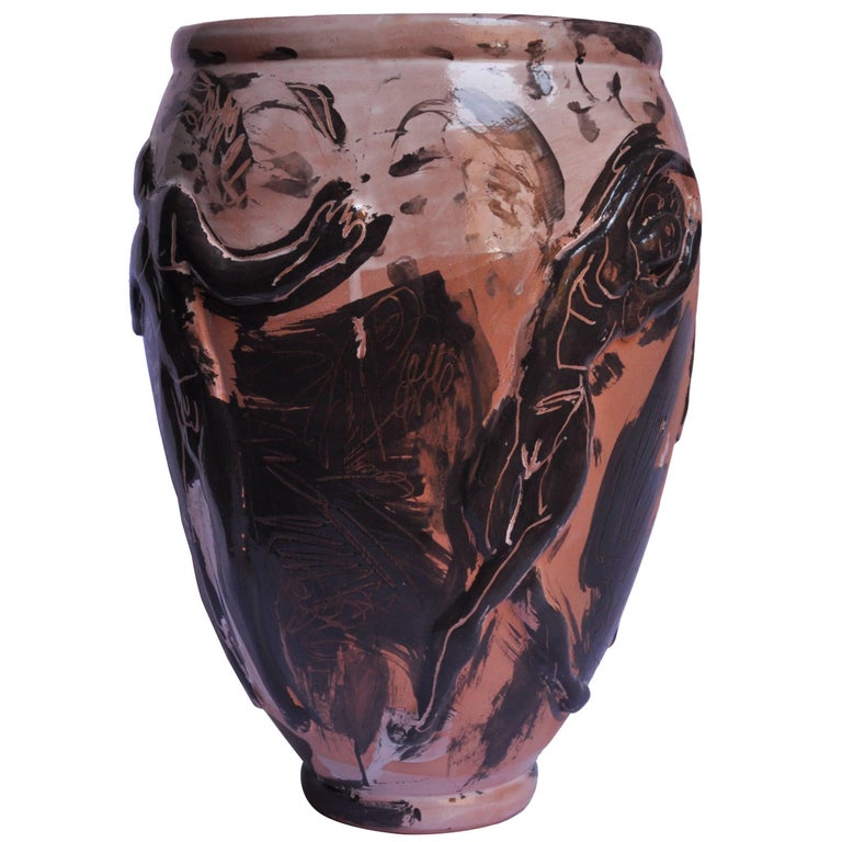 Contemporary Ceramic Vase Majolica Pottery Handmade For Sale at 1stDibs