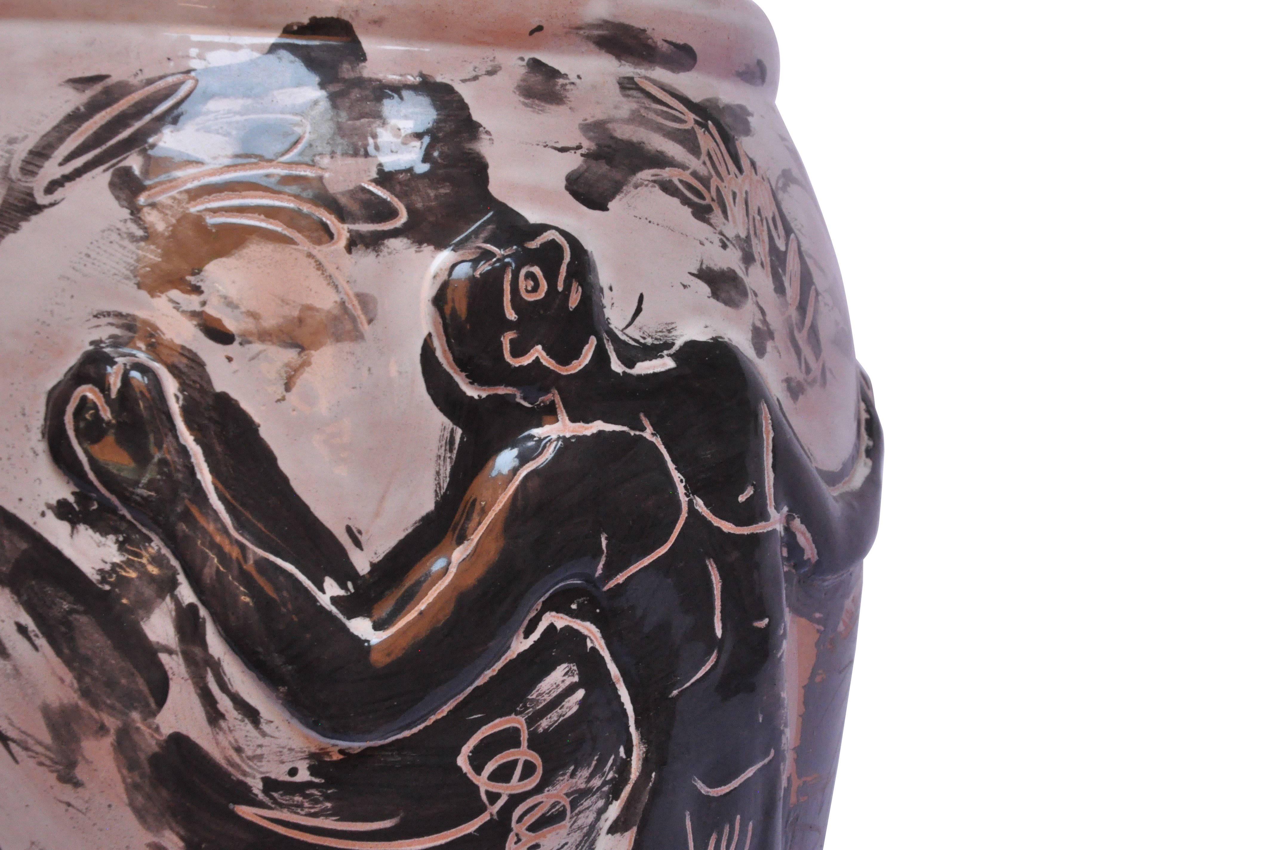 Mexicain Vase en céramique contemporain poterie majolique faite à la main en vente