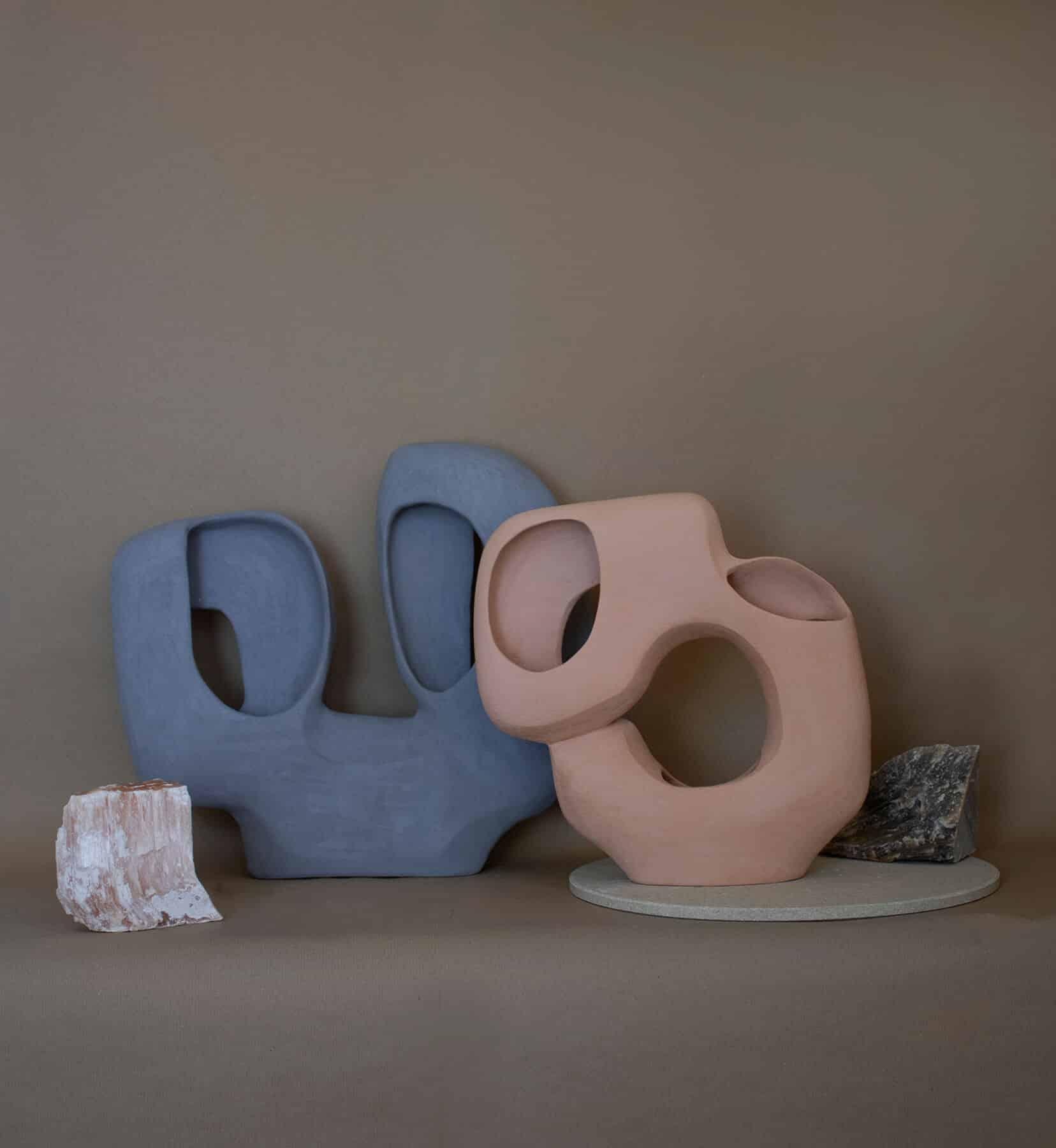 Organico moderno Vaso contemporaneo in ceramica, vaso moderno organico fatto a mano 