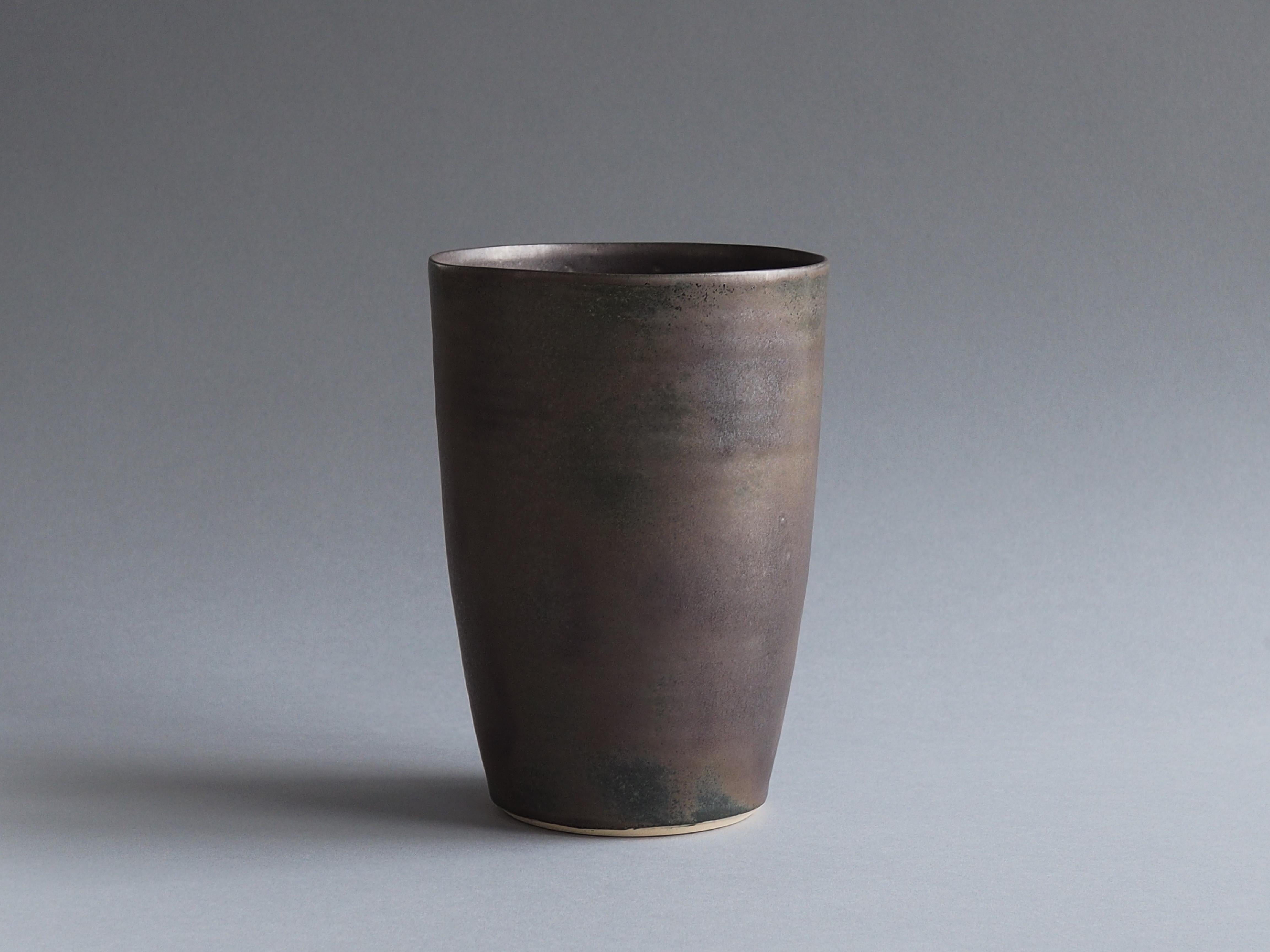 Minimalist Ceramic Vessel with Bronze Glaze by Tracie Hervy