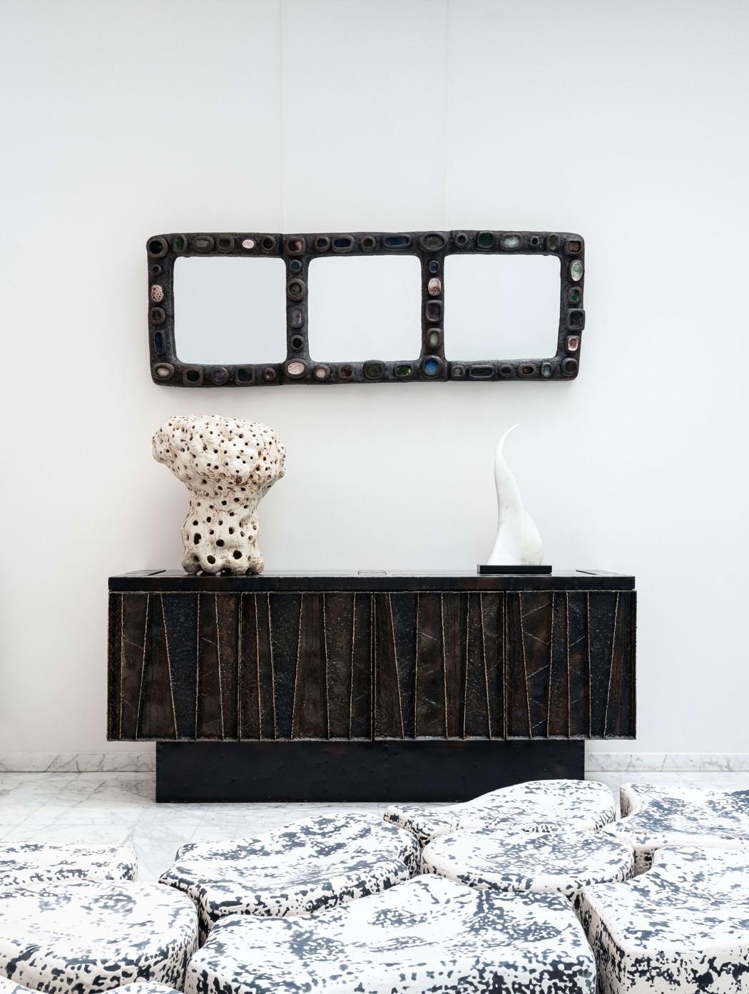 Baroque Contemporary Ceramic Wall Mirror by Agnès Debizet, France For Sale