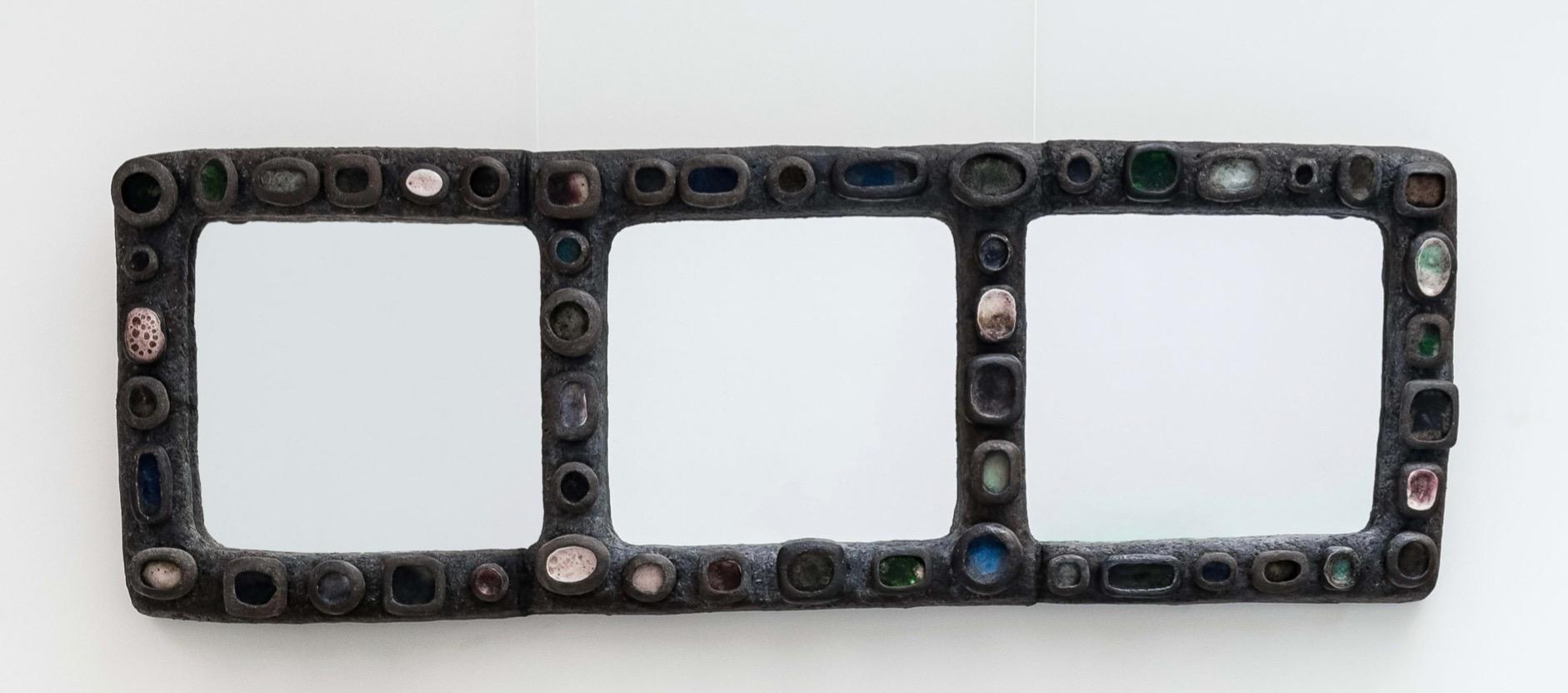 Hand-Crafted Contemporary Ceramic Wall Mirror by Agnès Debizet, France For Sale