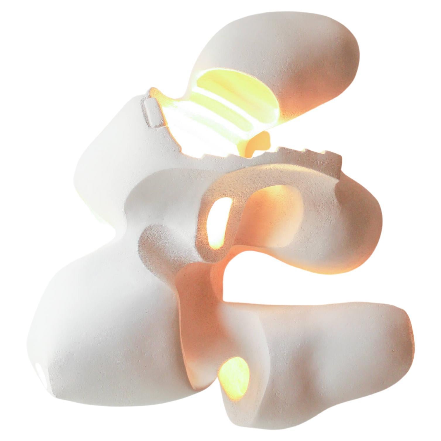 Contemporary Ceramic Wall Sconce, Modern Illuminated Sculpture "Tension" by AOAO For Sale