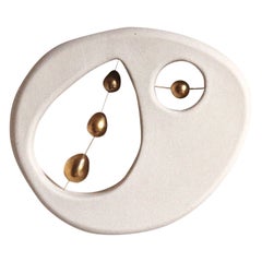 Contemporary Ceramic Wall Sculpture With Gold Lustre, “Seed Pod” by Miyelle