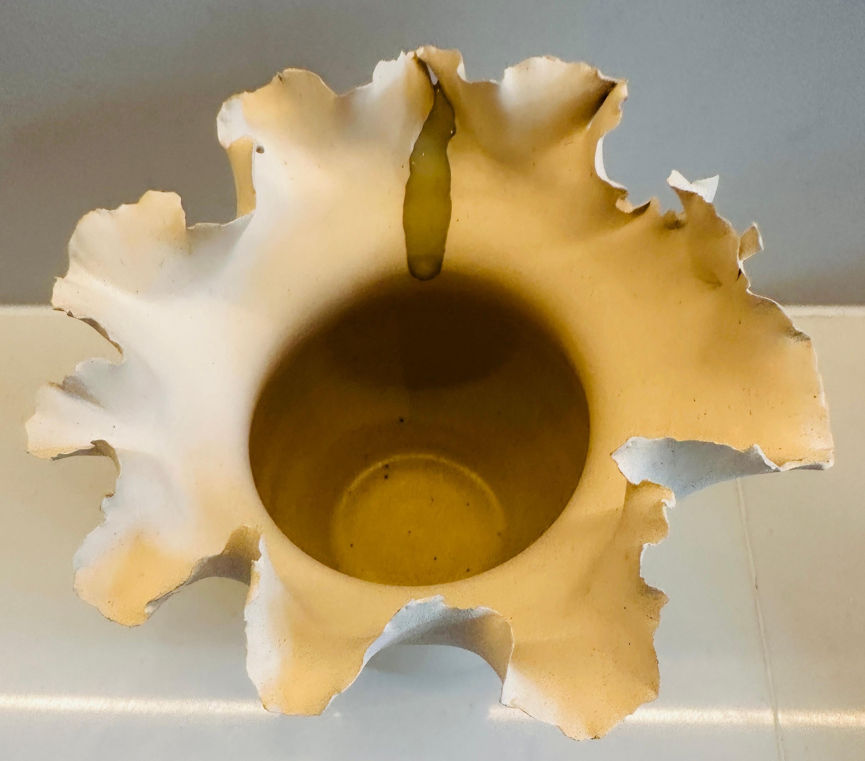 Contemporary Ceramic Waved Flower Rim Pottery Grey Drip Vase Planter - FD21 Clay 7