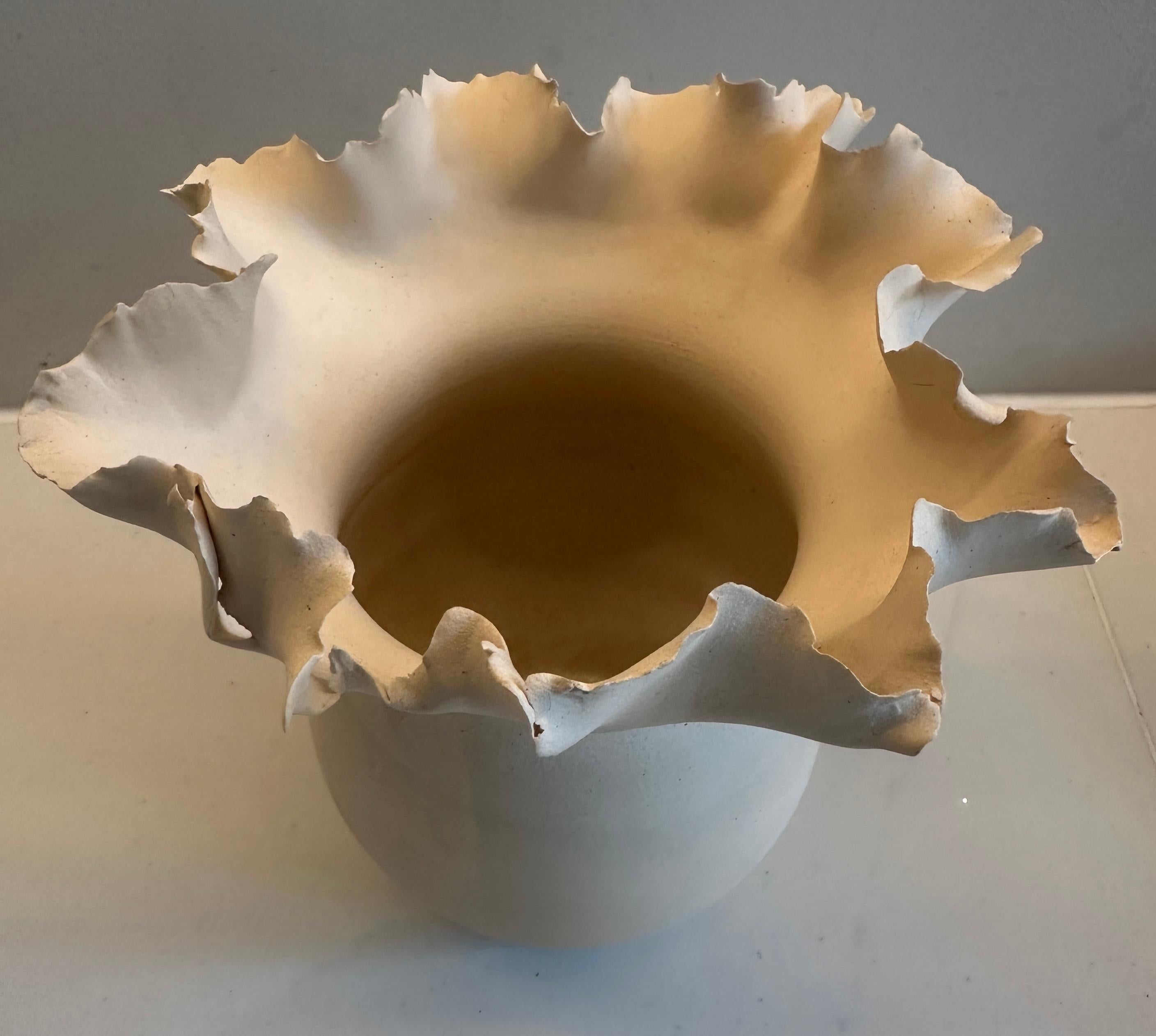 Contemporary Ceramic Waved Flower Rim Pottery Grey Drip Vase Planter - FD21 Clay 9