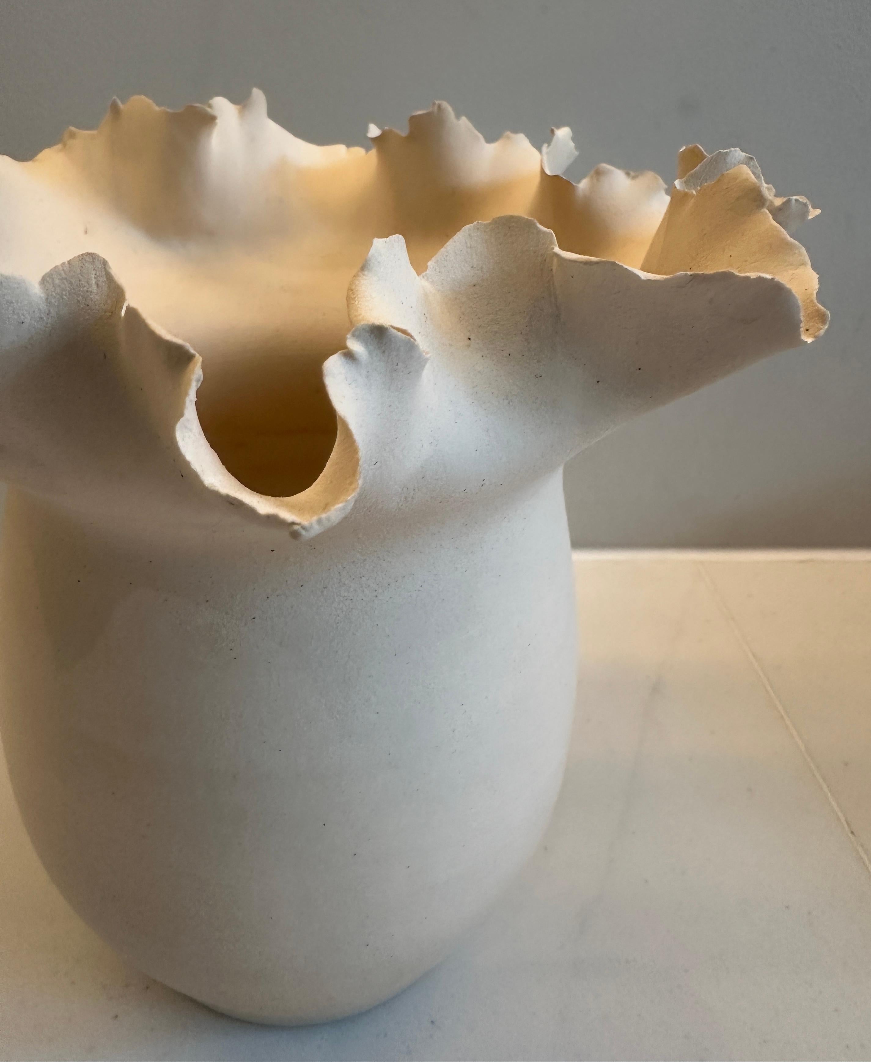 Contemporary Ceramic Waved Flower Rim Pottery Grey Drip Vase Planter - FD21 Clay 10
