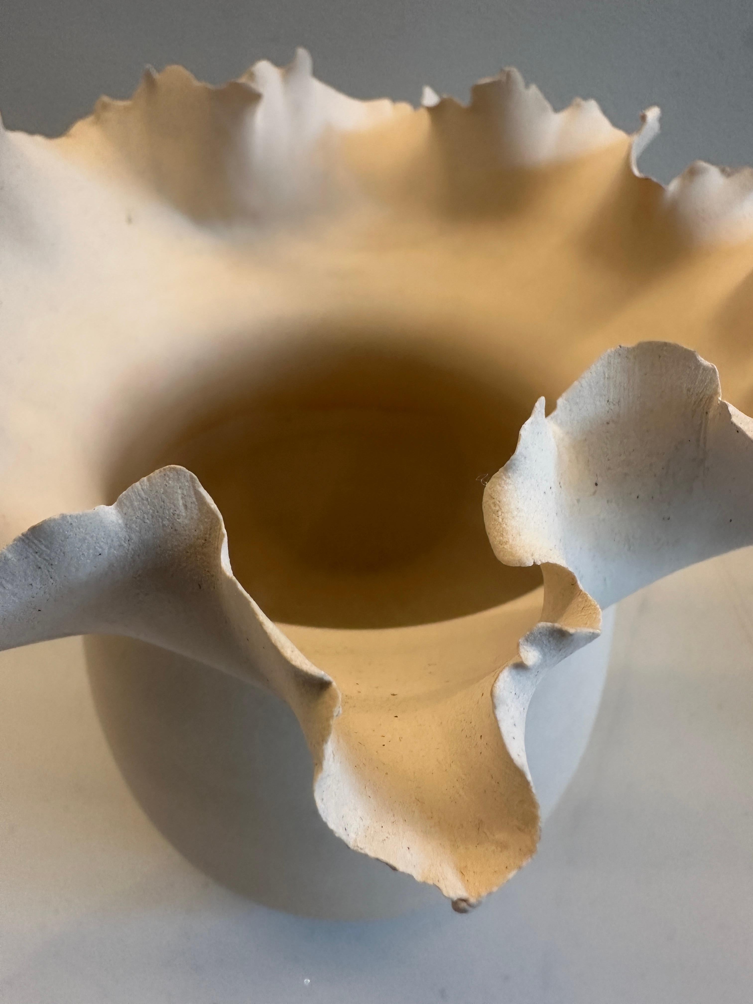 Contemporary Ceramic Waved Flower Rim Pottery Grey Drip Vase Planter - FD21 Clay 11